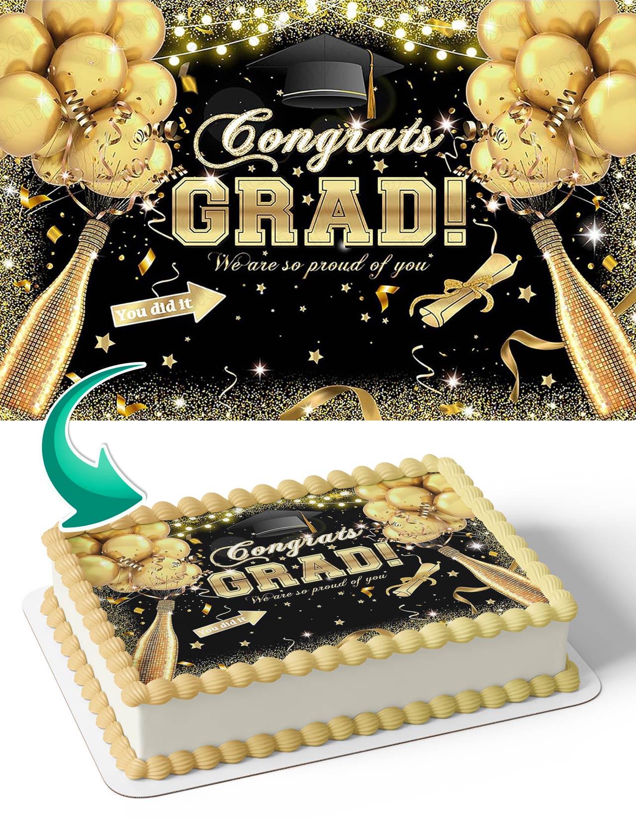 Congrats Grad We Are So Proud of You Grad Celebration Prom Edible Cake Topper