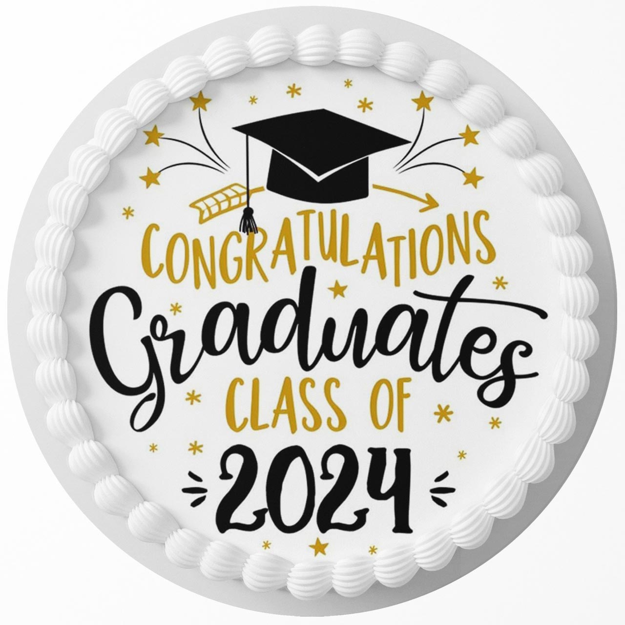 Congratulations Graduate Class of Any Year Round – Icing Sheet Bi - Personalized Edible Cake Topper | Custom Icing Sheet | Birthday Cake Decoration