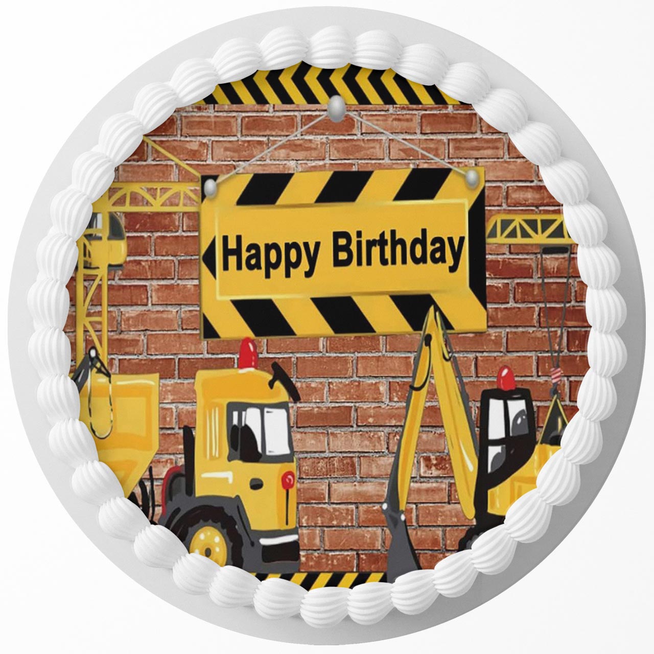 Construction Kids CT SKW Round – Icing Sheet Birthday - Personalized Edible Cake Topper | Custom Icing Sheet | Birthday Cake Decoration