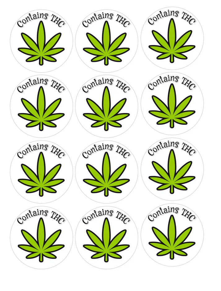 Contains THC Edible Cupcake Toppers Icing Sheet or Wafer Paper