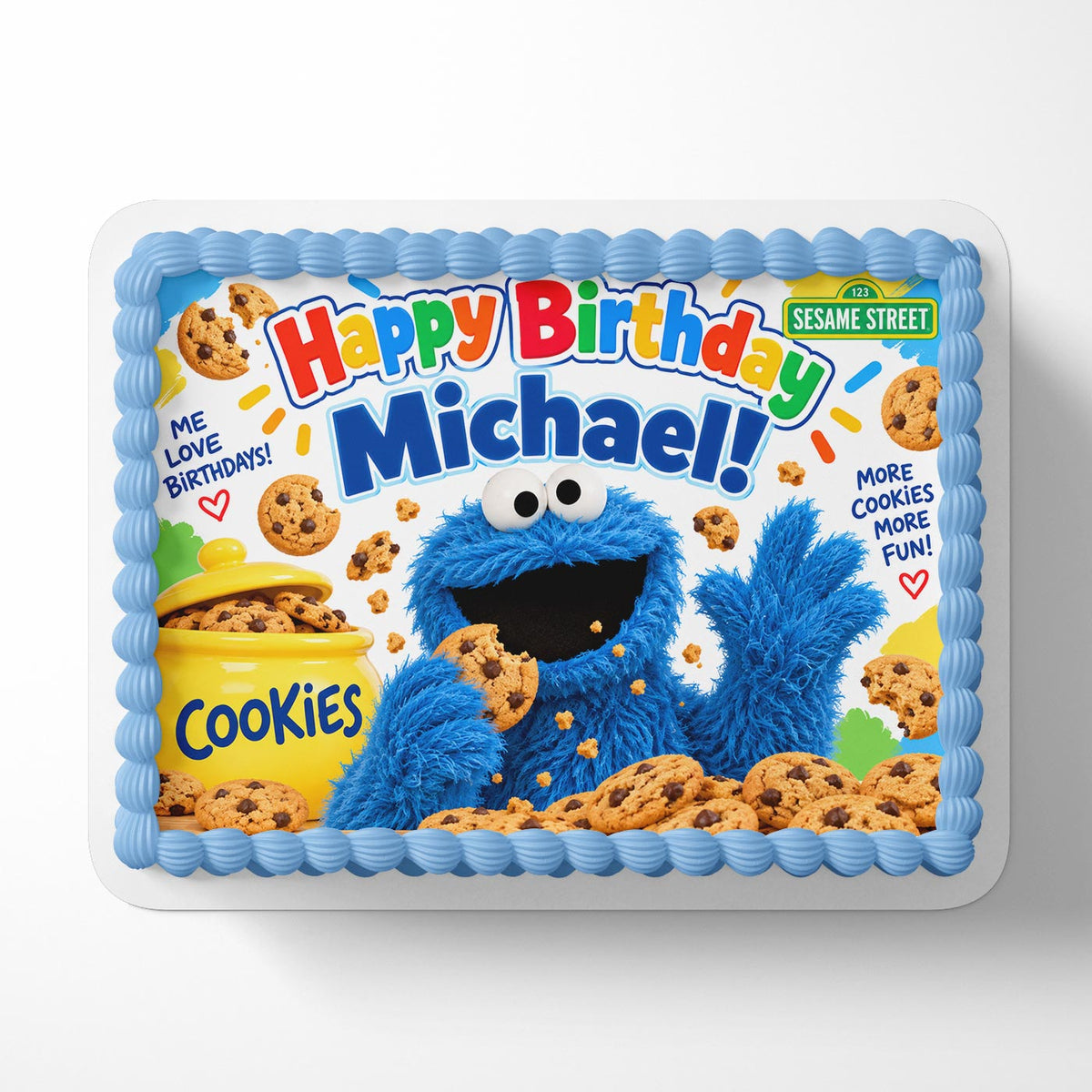 Cookie Monster Fortnite Icing Sheet - Edible Cake Topper | Birthday Cake Decoration | Photo Cake Image