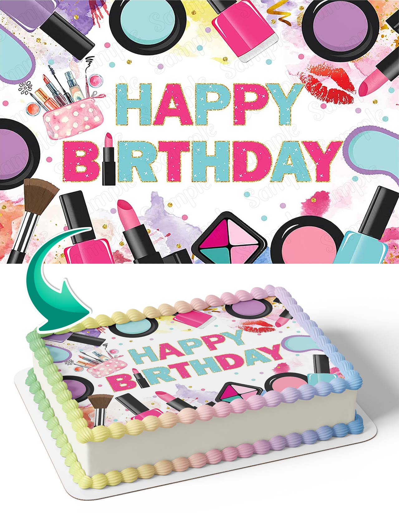 Cosmetics Lipstick Makeup Edible Cake Topper
