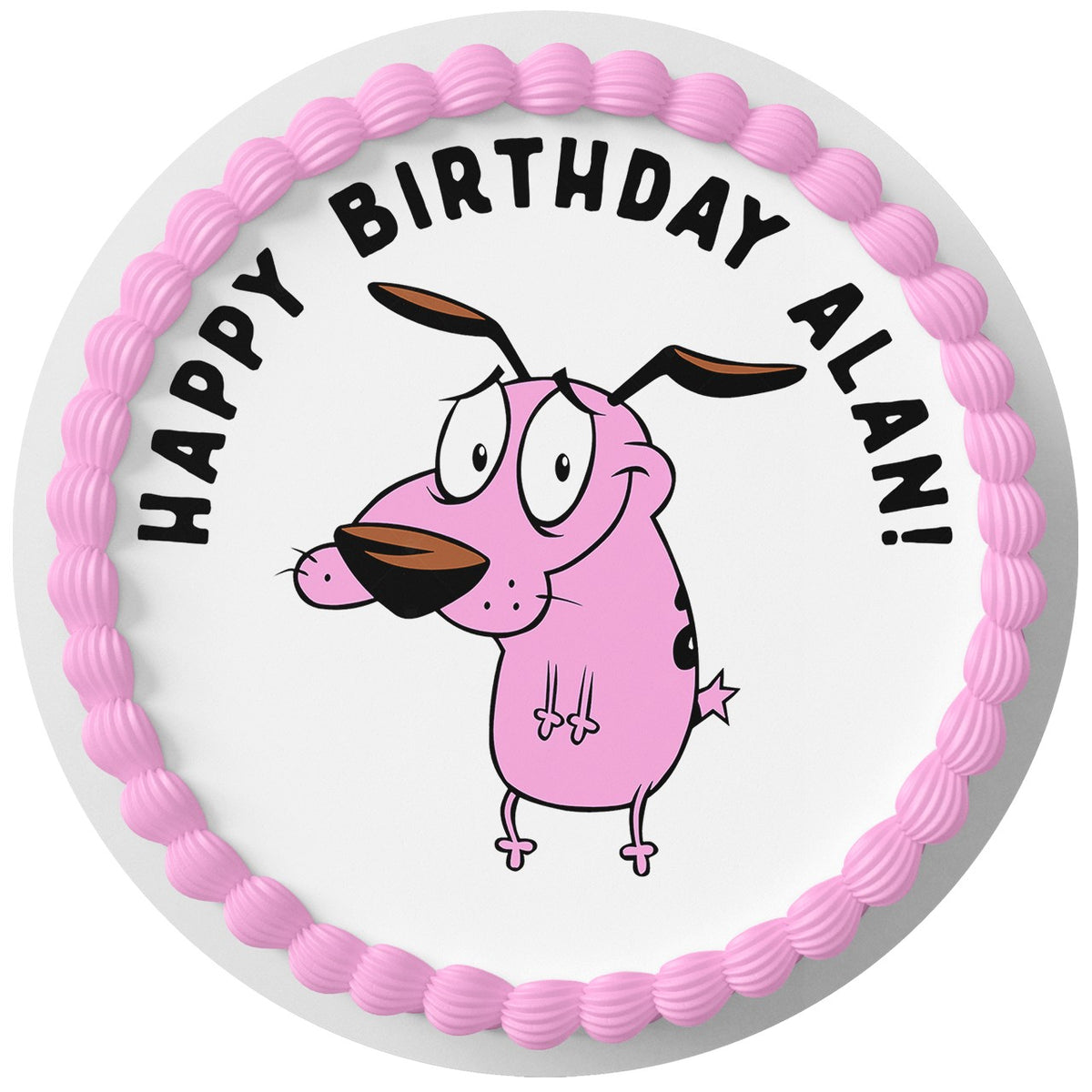 Courage the Cowardly Dog Edible Cake Topper Round Personalized Edible Cake Topper | Custom Icing Sheet | Birthday Cake Decoration