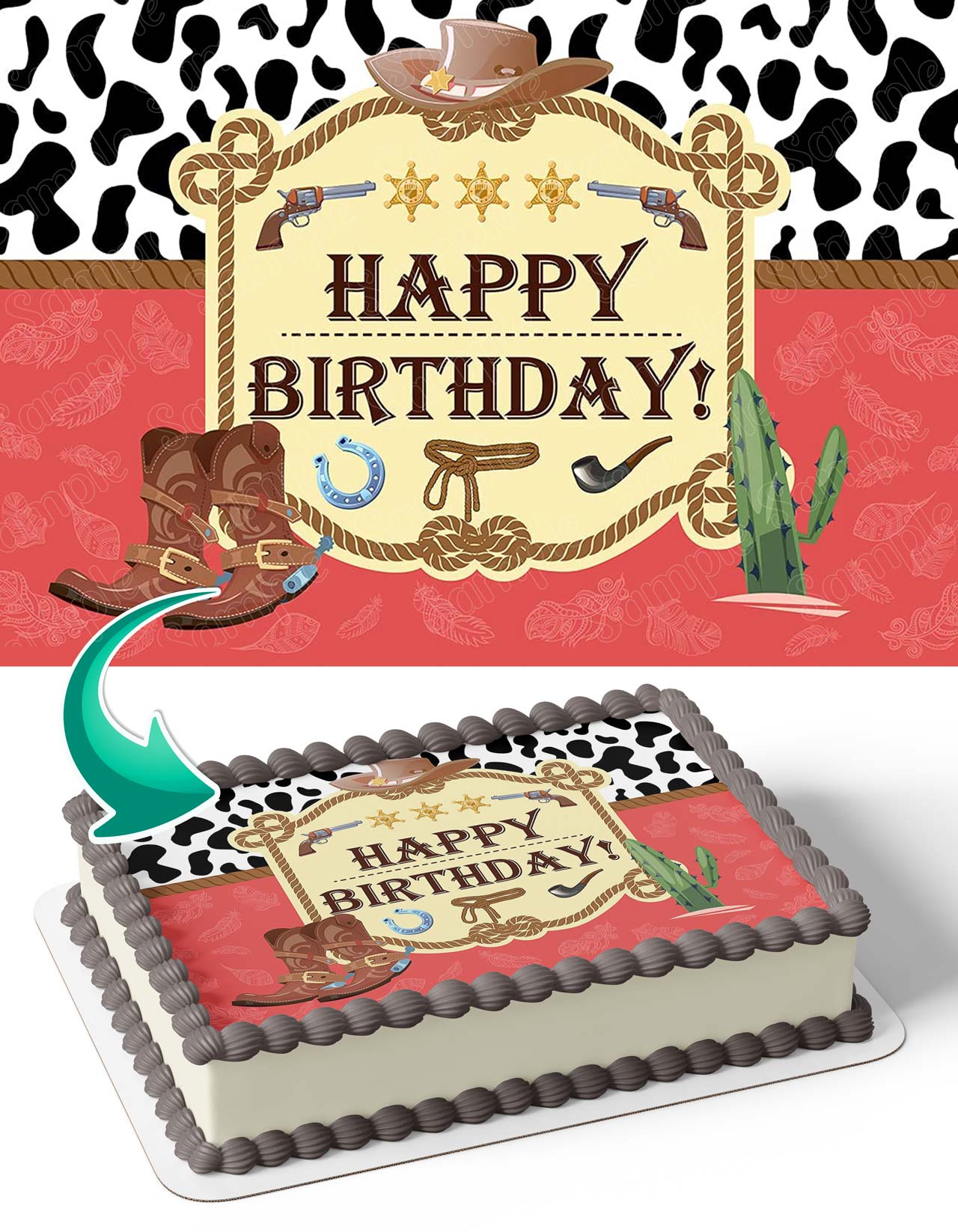 Cowboy CowGirl Boots Wild West Edible Cake Topper
