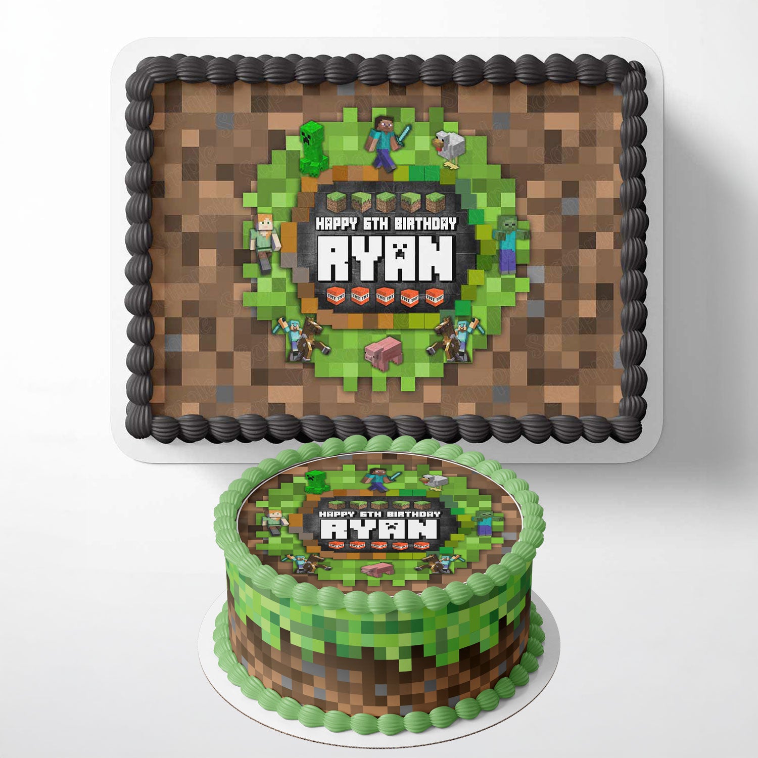 Kids Gamers Minecratf Pixel Blocks – Icing Sheet - Personalized Edible Cake Topper | Custom Icing Sheet | Birthday Cake Decoration | Photo Cake Image