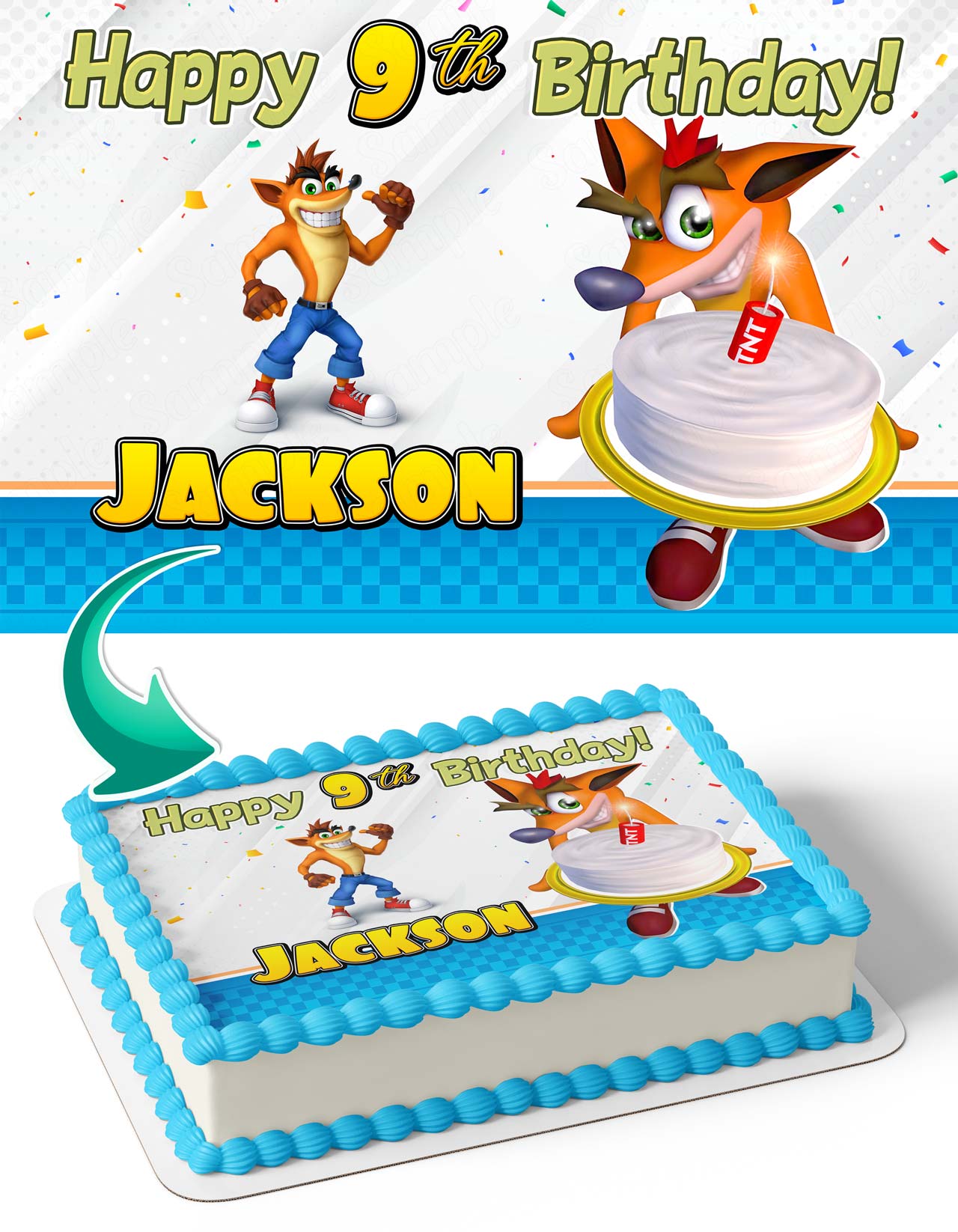 Crash Bandicoot TNT Birthday Edible Cake Topper