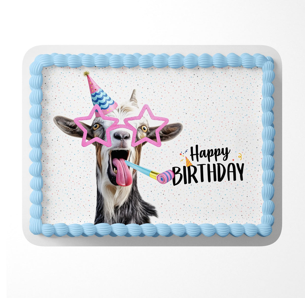 Crazy Funny Goat Birthday Edible Cake Topper