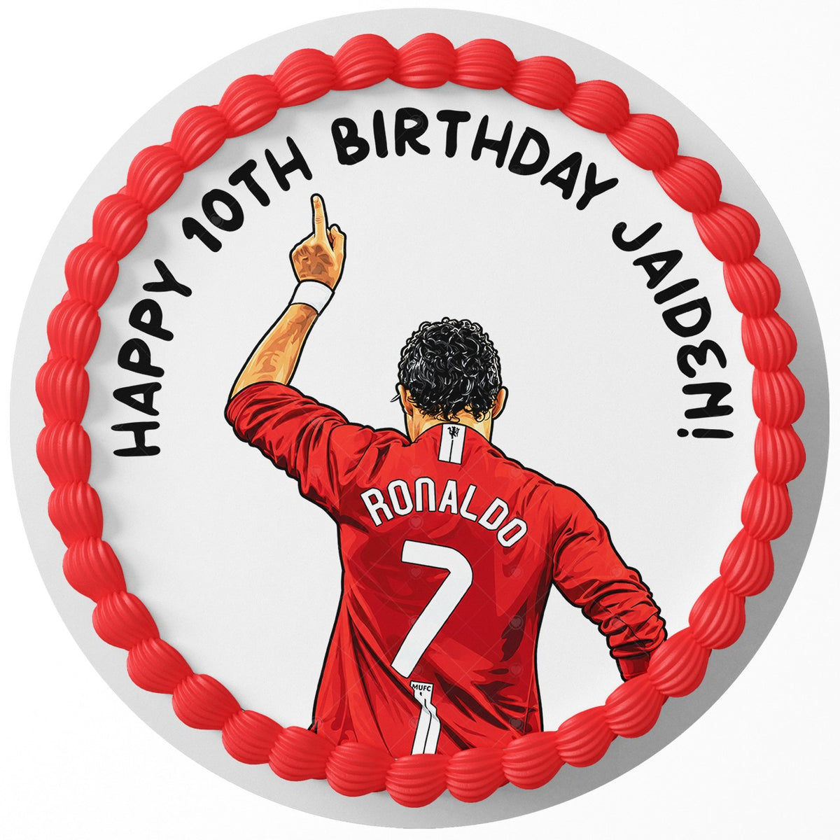 Cristiano Ronaldo CR7 MU Edible Cake Topper Round Personalized Edible Cake Topper | Custom Icing Sheet | Birthday Cake Decoration
