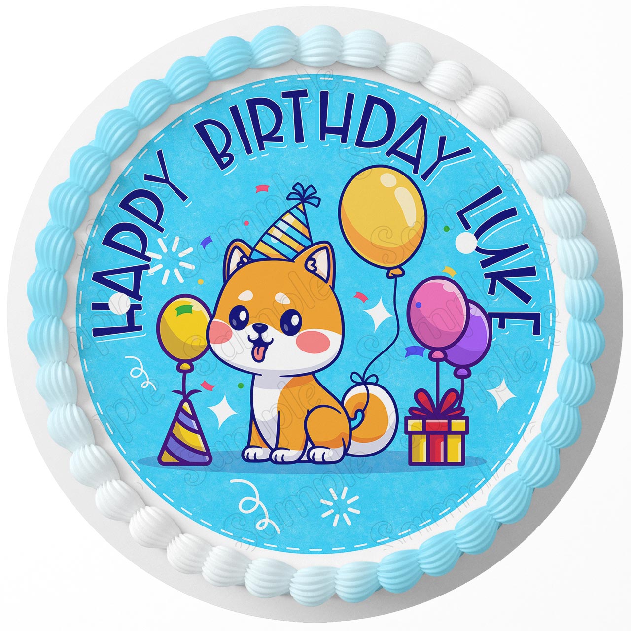 Cute Pug Dog Birthday Paw Round – Icing Sheet Birthday - Personalized Edible Cake Topper | Custom Icing Sheet | Birthday Cake Decoration