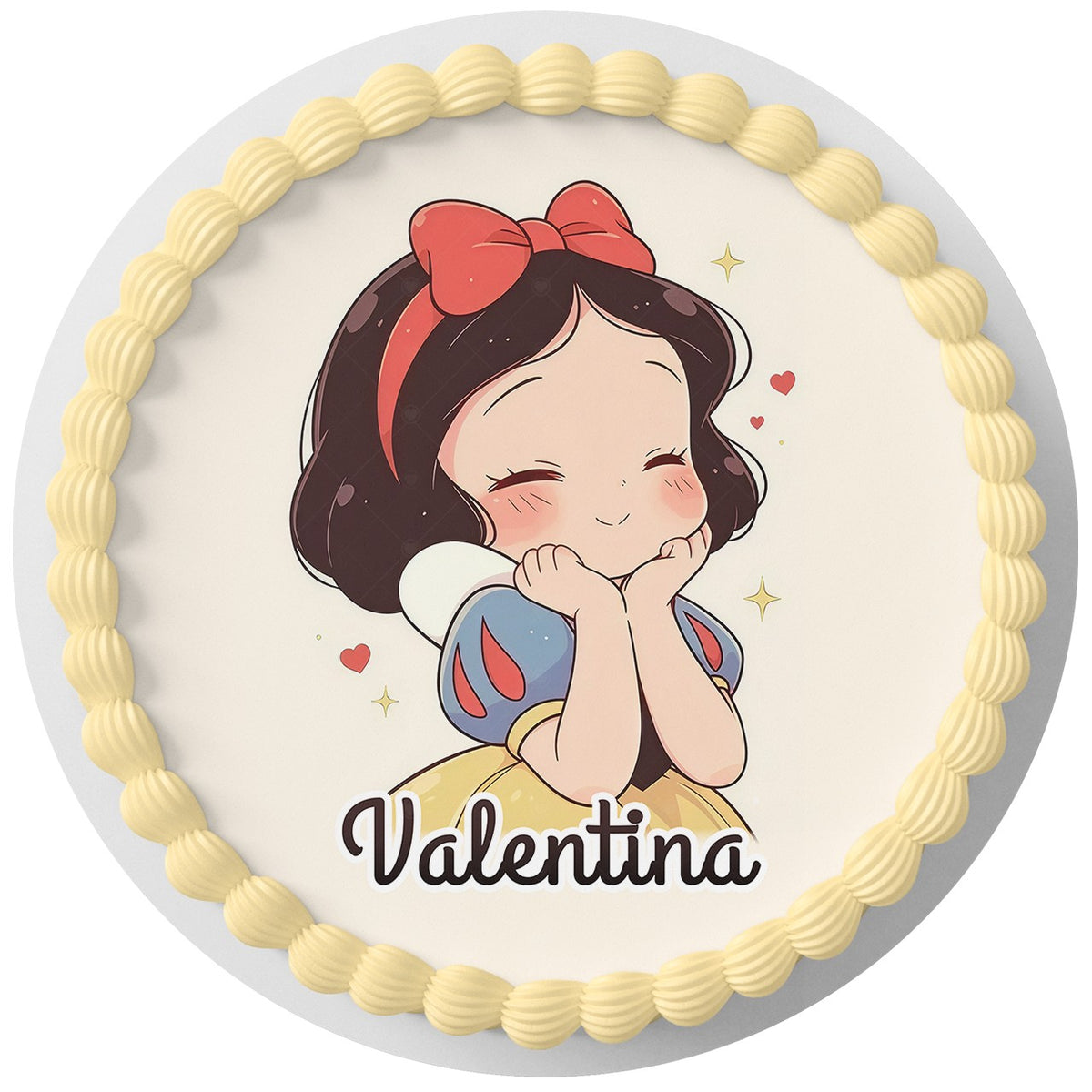 Cute Chibi Princess Snow Edible Cake Topper Round Personalized Edible Cake Topper | Custom Icing Sheet | Birthday Cake Decoration