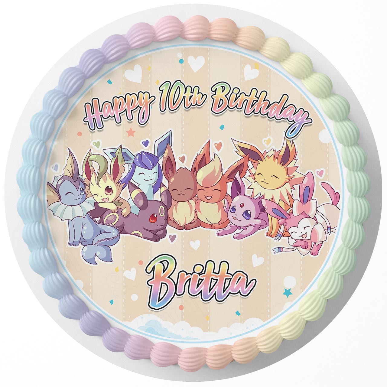 Cute Pokekids Pokemon Girls Pink Round – Icing Sheet Birthday - Personalized Edible Cake Topper | Custom Icing Sheet | Birthday Cake Decoration