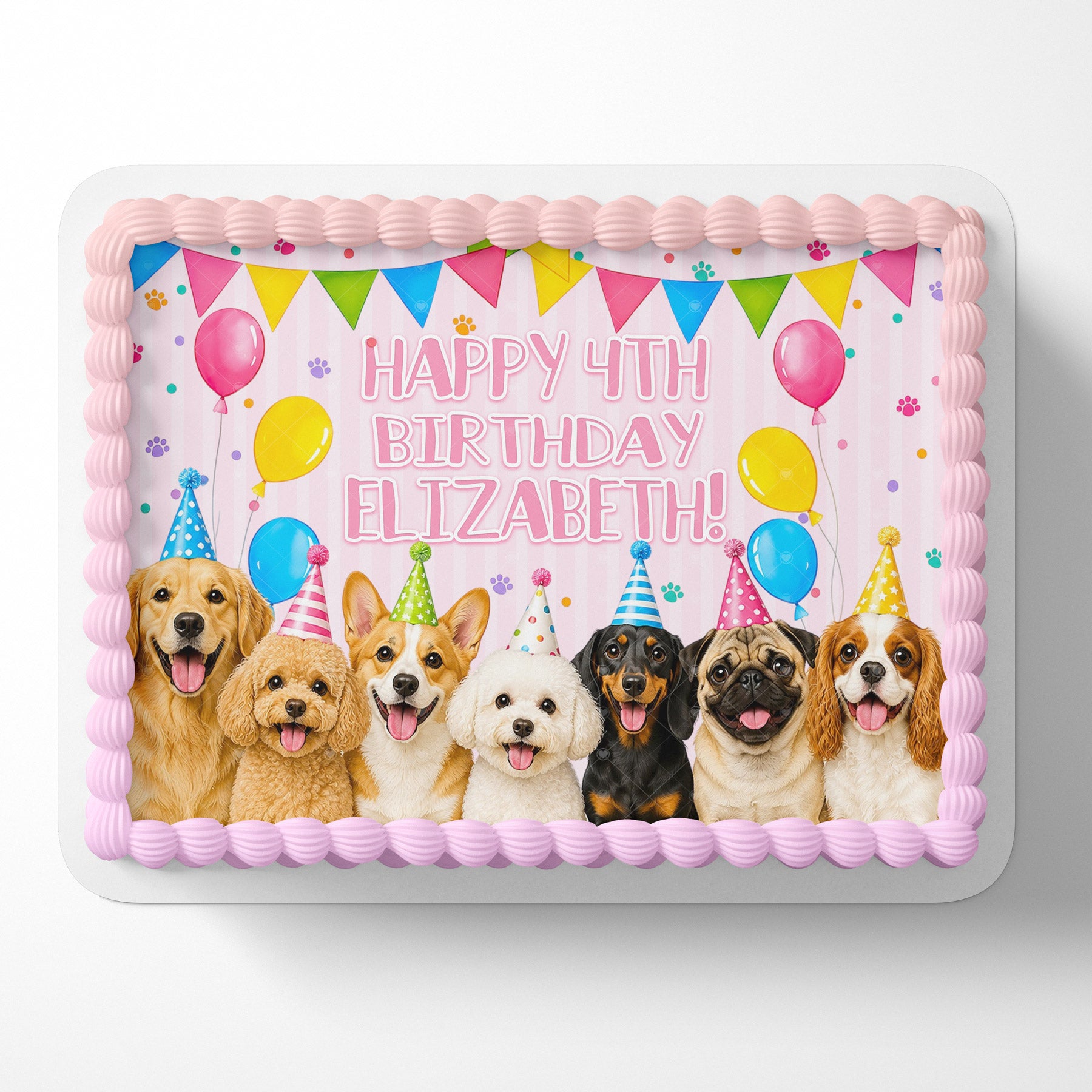 Personalized Puppy Birthday Edible Cake Topper | Dog Birthday Cake Image | Custom Edible Cake Decoration | Puppy Party Cake Topper