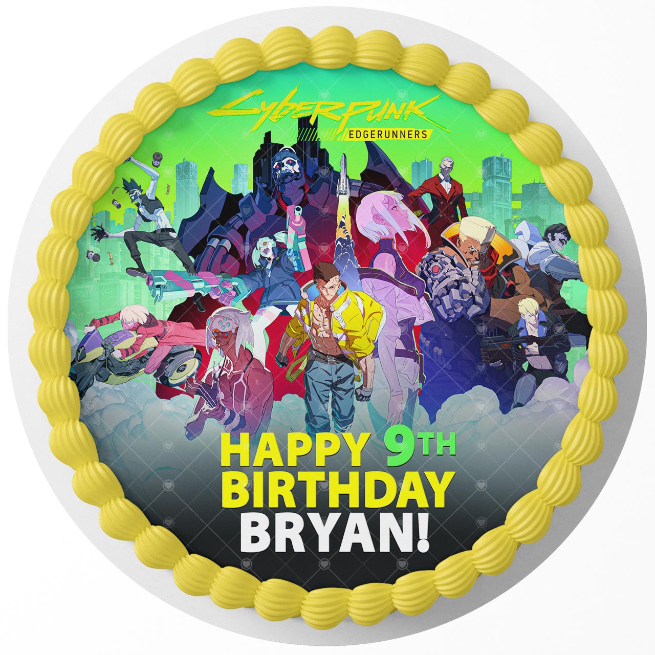 Cyberpunk Edgerunners Round – Icing Sheet Birthday - Personalized Edible Cake Topper | Custom Icing Sheet | Birthday Cake Decoration