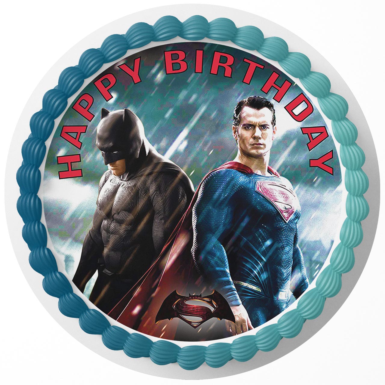 DC Comics Batman vs Superman Round – Icing Sheet Birthday - Personalized Edible Cake Topper | Custom Icing Sheet | Birthday Cake Decoration