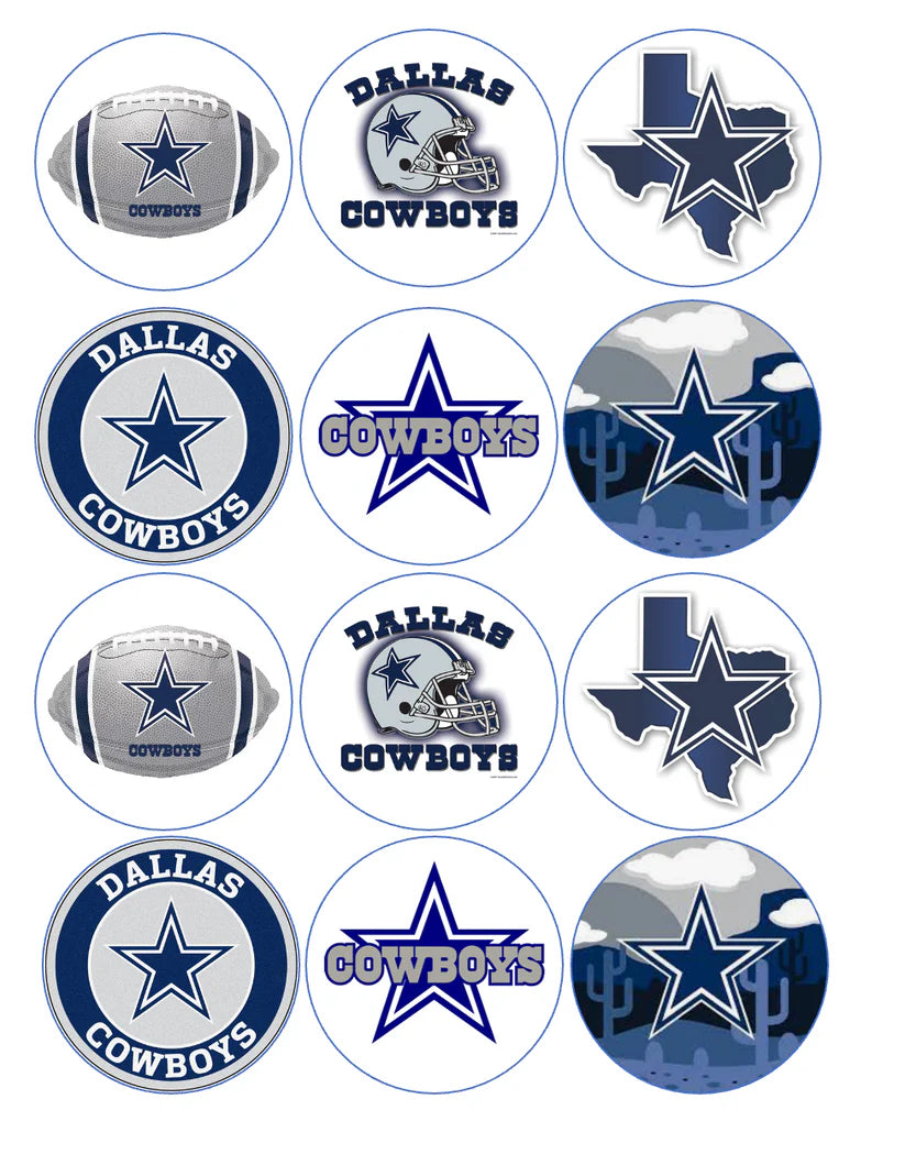 Dallas Cowboys Edible Cupcake Toppers Icing Sheet or Wafer Paper