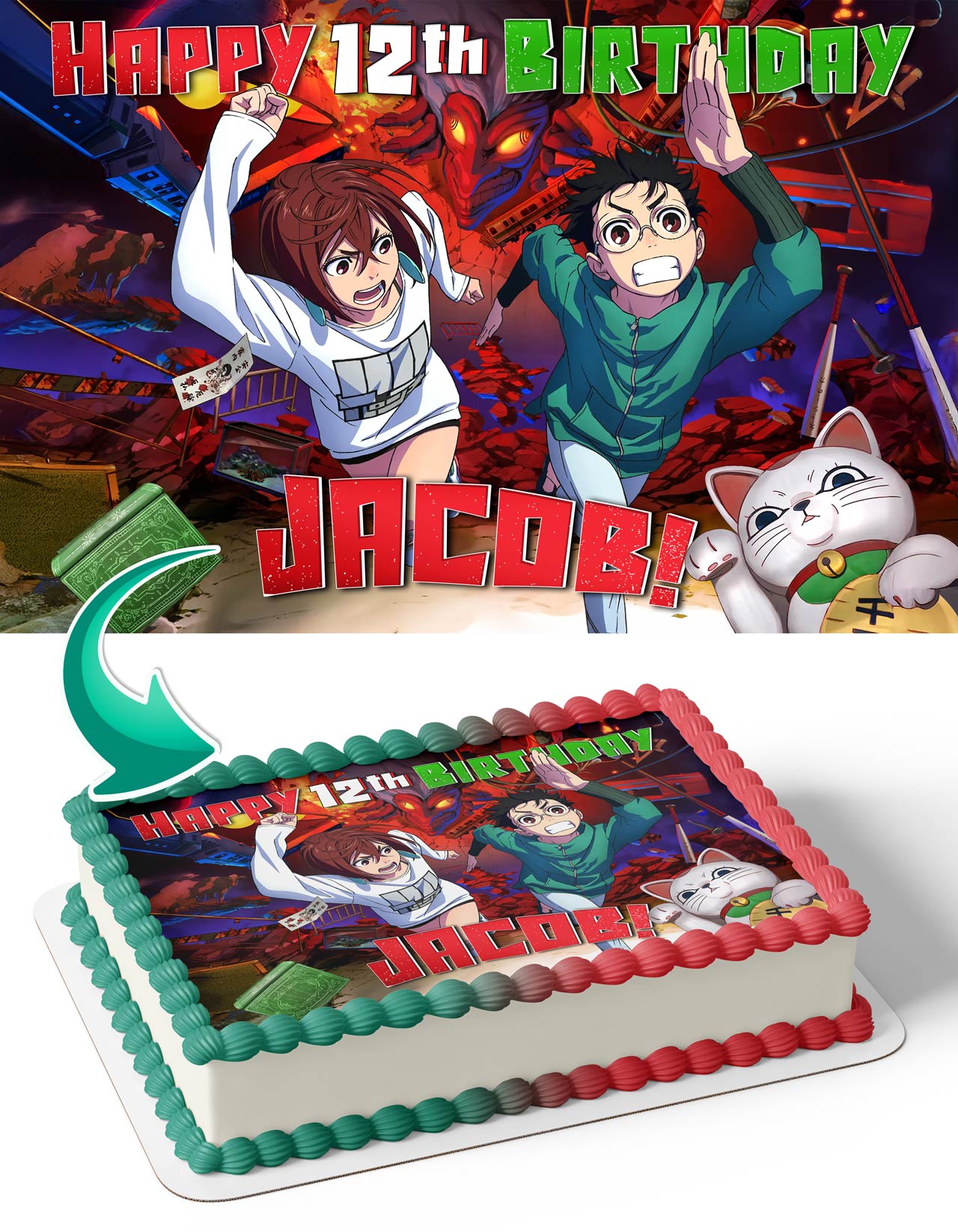 Dandadan Anime Ken Momo Edible Cake Topper