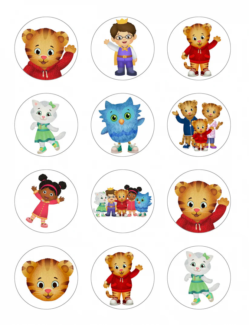 Daniel Tigers Neighborhood Edible Cupcake Toppers Icing Sheet or Wafer Paper