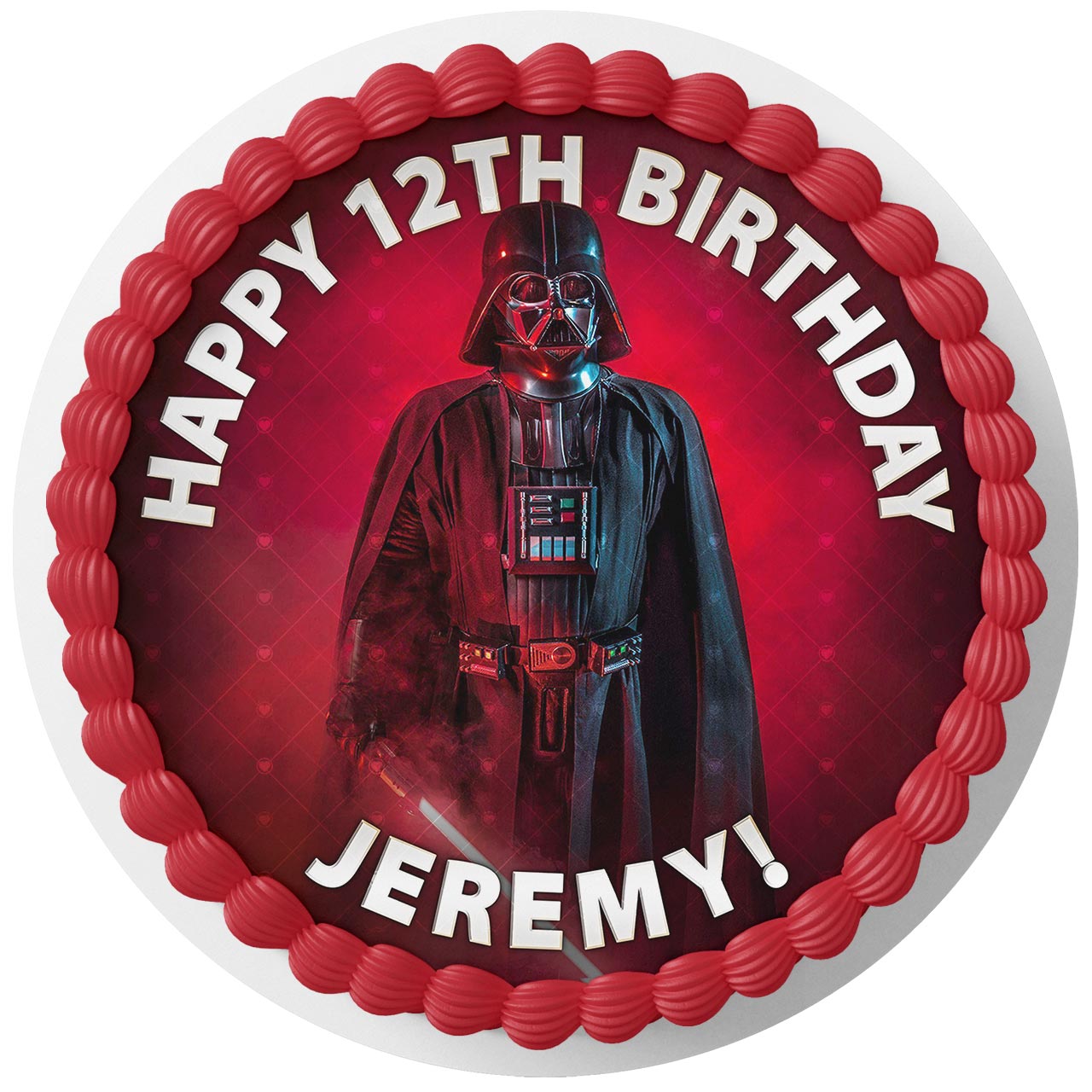 Darth Vader Red Round – Icing Sheet Birthday - Personalized Edible Cake Topper | Custom Icing Sheet | Birthday Cake Decoration | Photo Cake Image