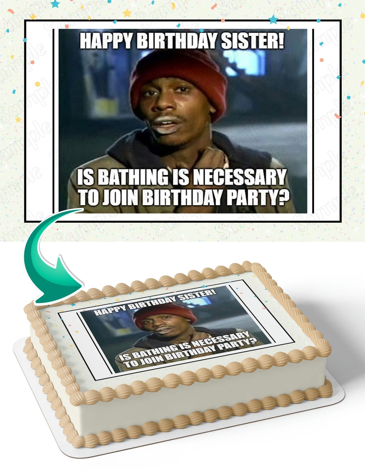 Dave Chappelle Sister Meme Edible Cake Topper