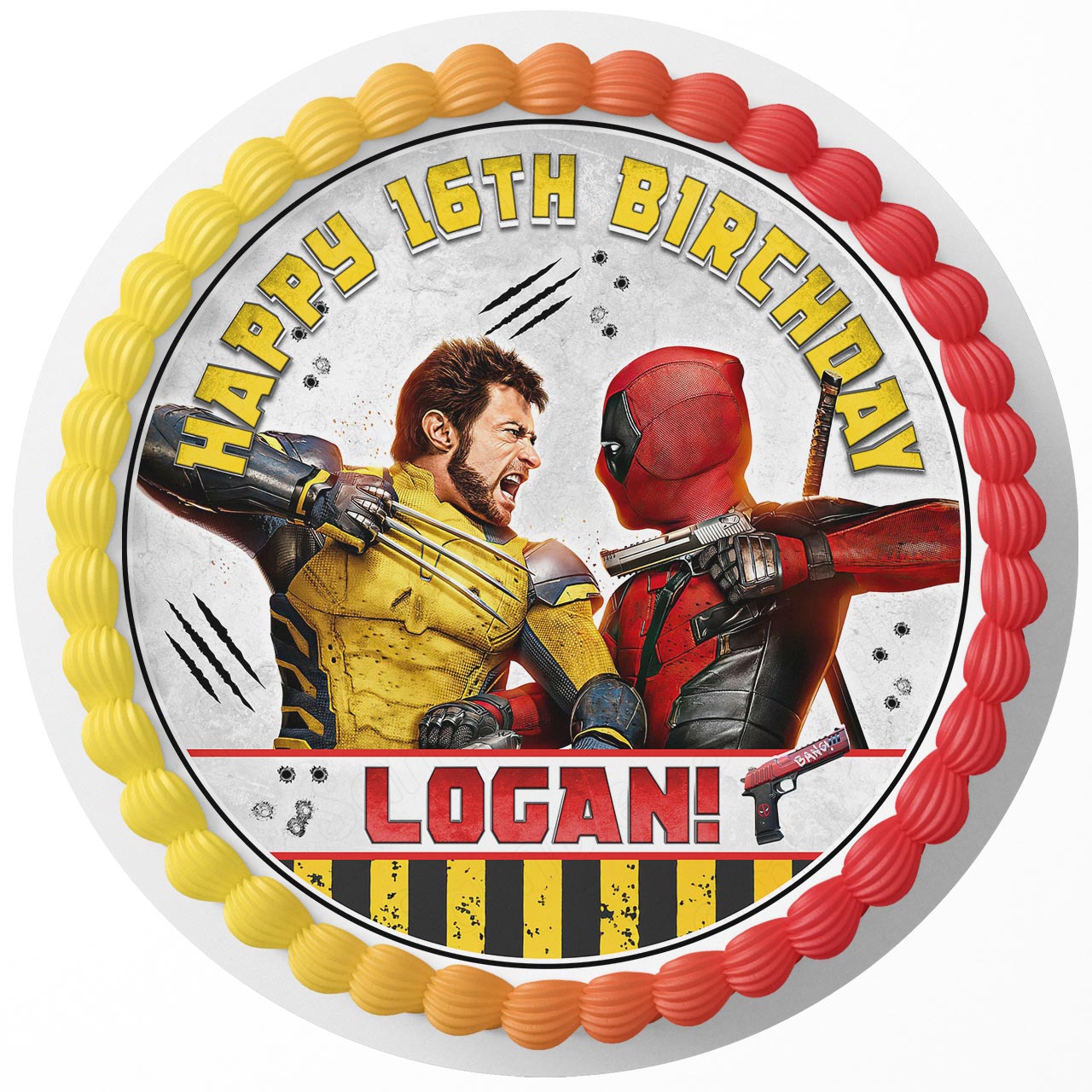 Deadboy and Wolverin Movie Themed Round – Icing Sheet Birthday - Personalized Edible Cake Topper | Custom Icing Sheet | Birthday Cake Decoration
