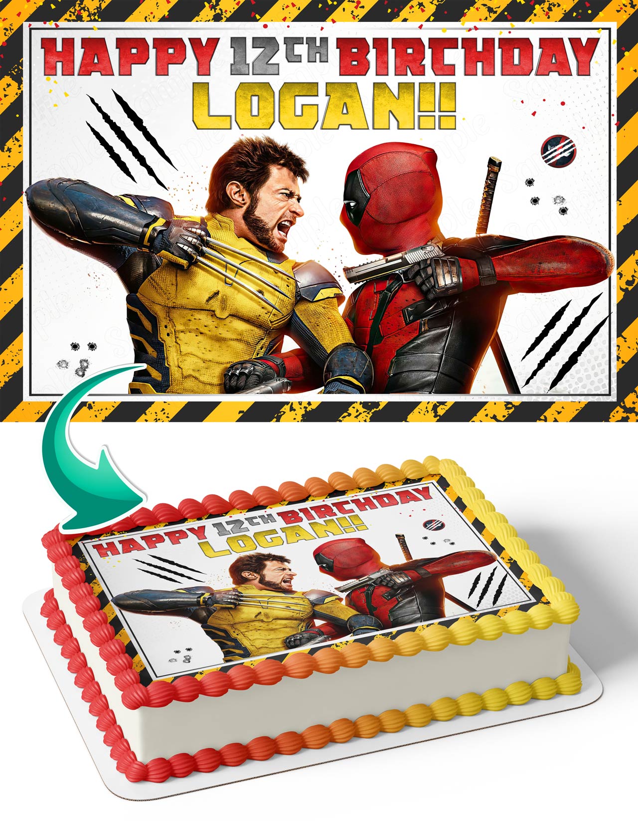 Deadboy and Wolverin Movie DVW Themed Edible Cake Topper