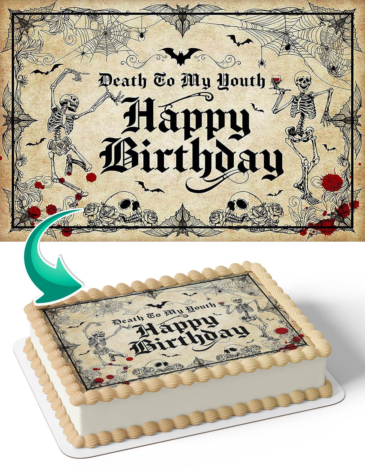 Death to My Youth RIP to My 20s Funeral Edible Cake Topper