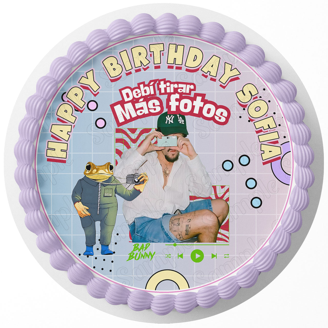 Debi Tirar Mas Fotos Benito Bunny Fun Bad Round – Icing Sheet Bir - Personalized Edible Cake Topper | Custom Icing Sheet | Birthday Cake Decoration