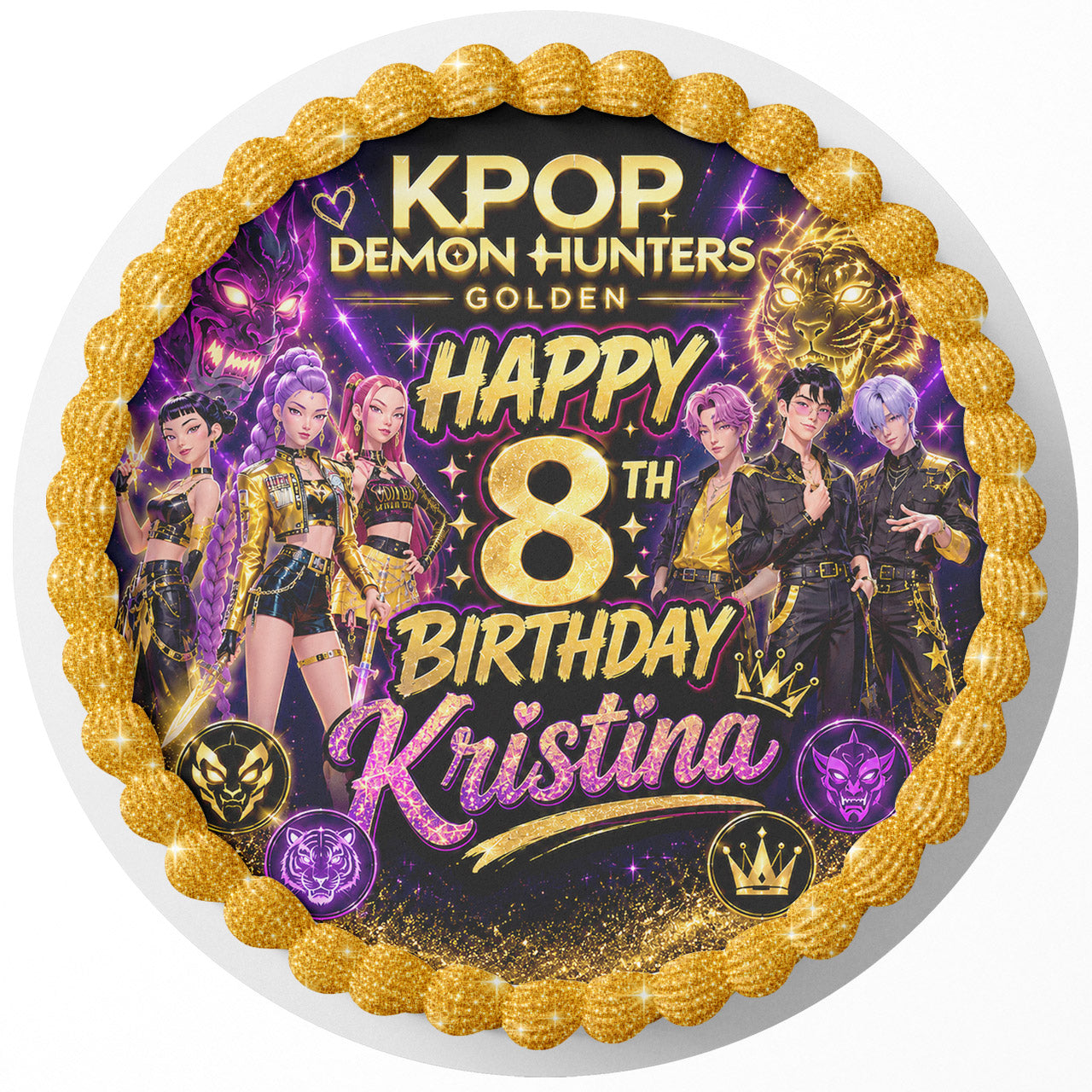 Kpop Demon Hunters Vs Saja Boys Custom Edible Cake Image Topper Decoration Icing Sheet