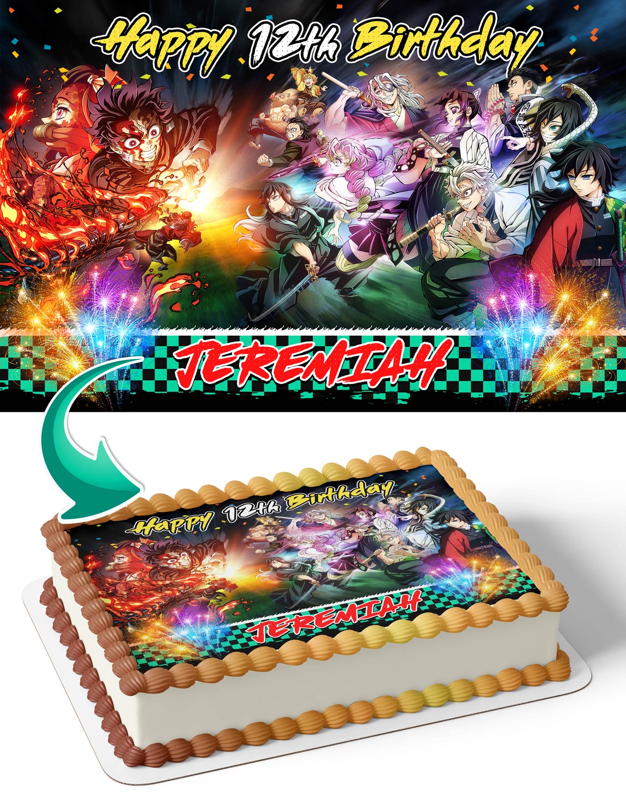 Demon Figher Kids Slayer Season 4 Edible Cake Topper