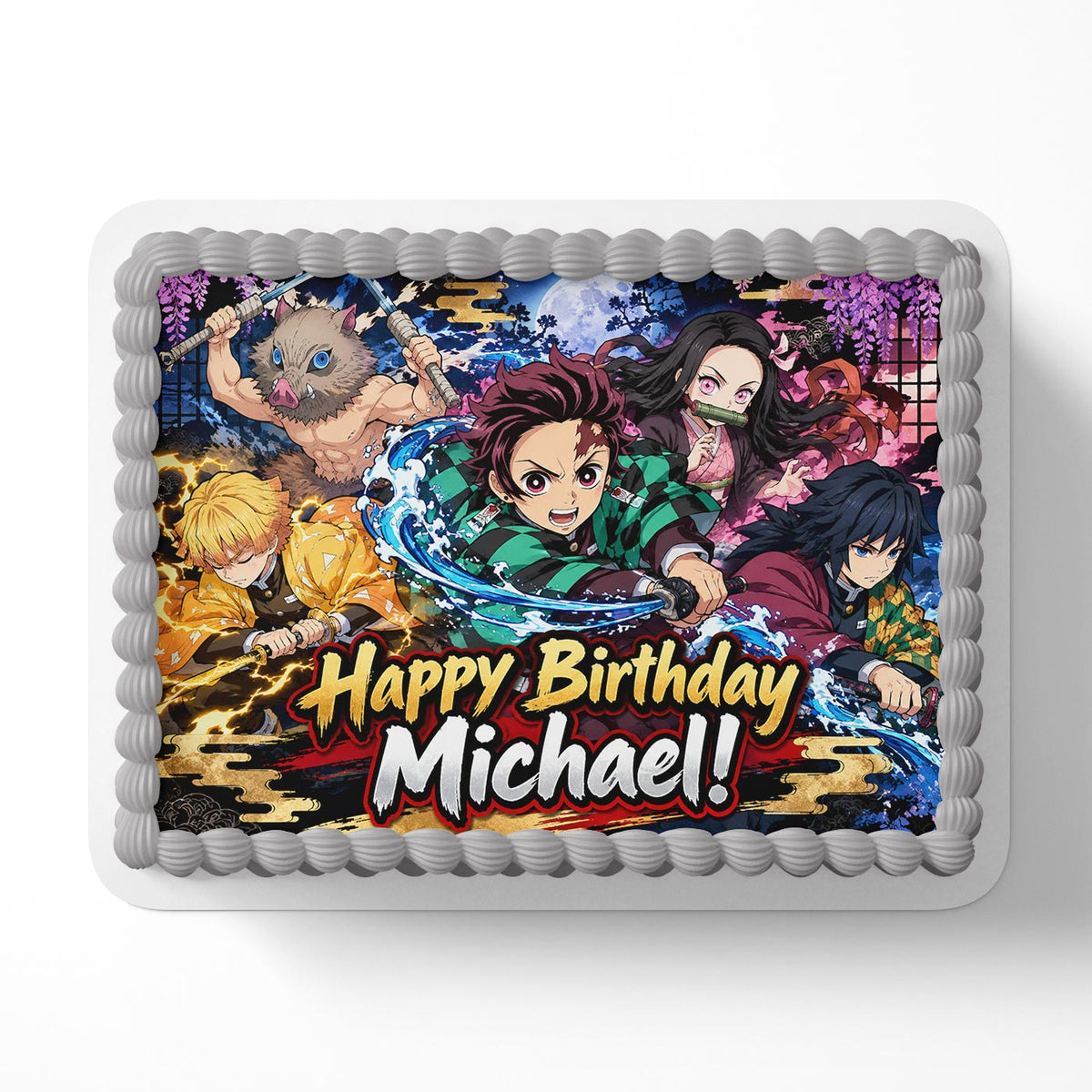Demon Fighters Tanjiro Nezuko Edible Cake Topper | Birthday Cake Decoration | Photo Cake Image | Custom Edible Cake Topper