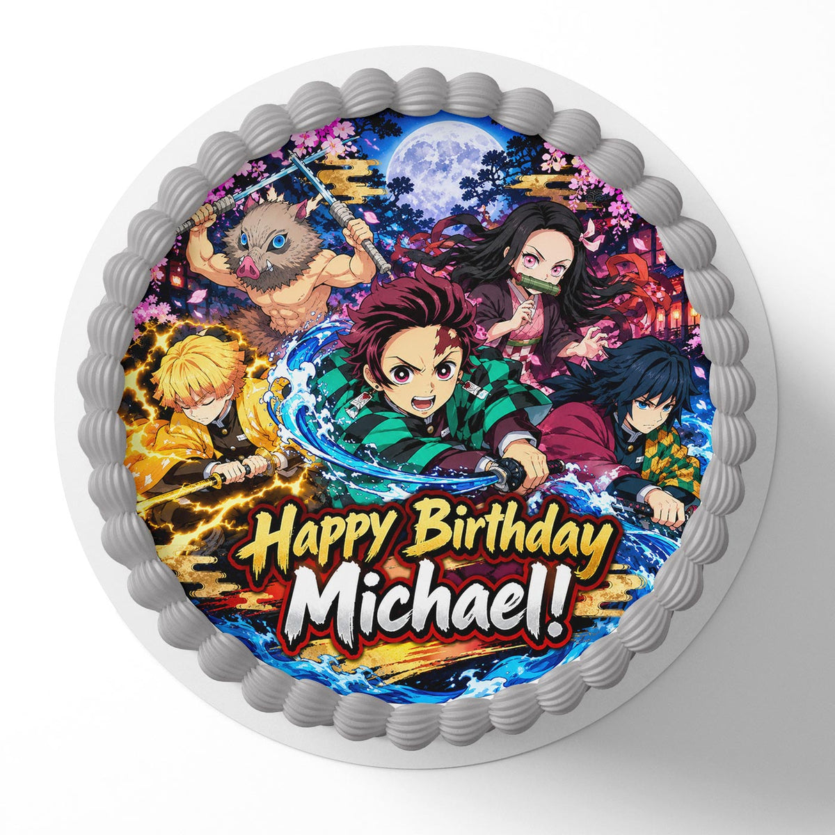 Demon Fighters Tanjiro Nezuko Edible Cake Topper | Birthday Cake Decoration | Photo Cake Image | Custom Edible Cake Topper