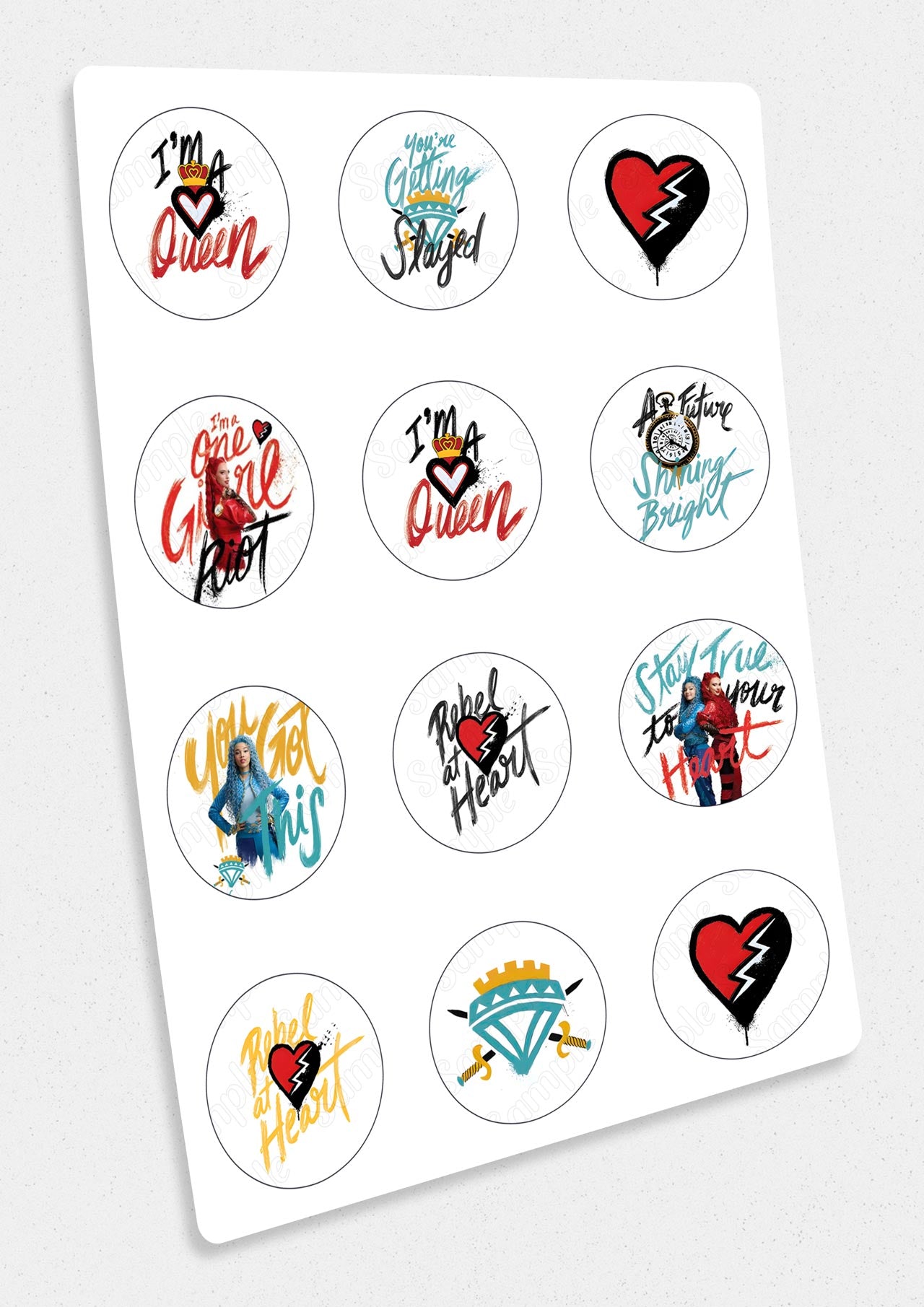 Descendants The Rise of Red Edible Cupcake Toppers – Round Icing - Edible Cake Topper | Icing Sheet | Birthday Cake Decoration