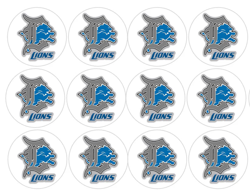Detroit Lions Football Edible Cupcake Toppers Icing Sheet or Wafer Paper
