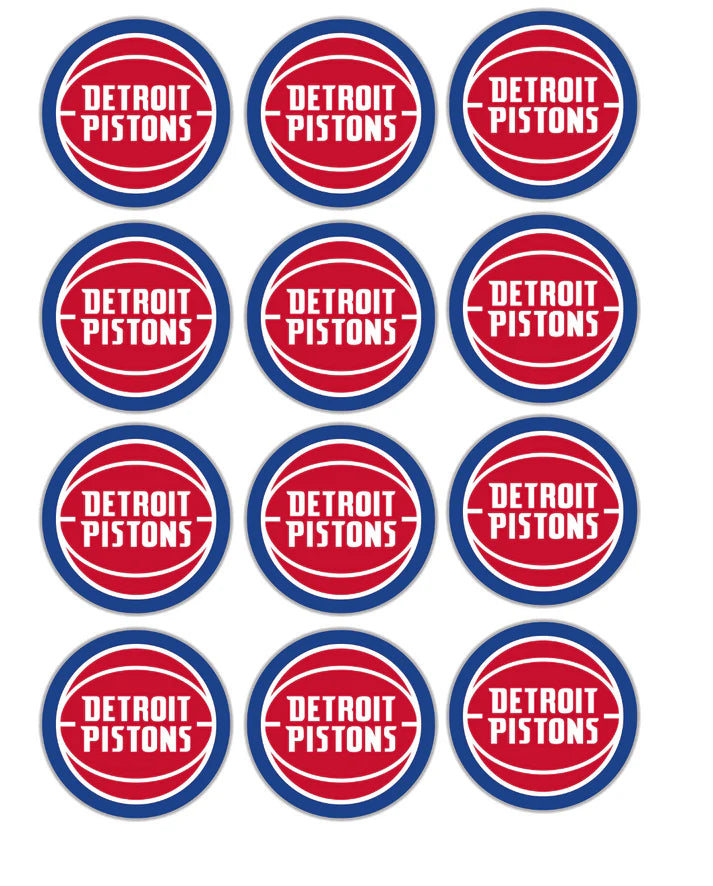 Detroit Pistons Edible Cupcake Toppers Icing Sheet or Wafer Paper