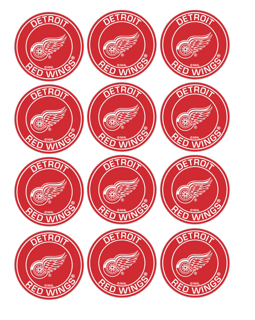 Detroit Red Wings Badge Edible Cupcake Toppers Icing Sheet or Wafer Paper