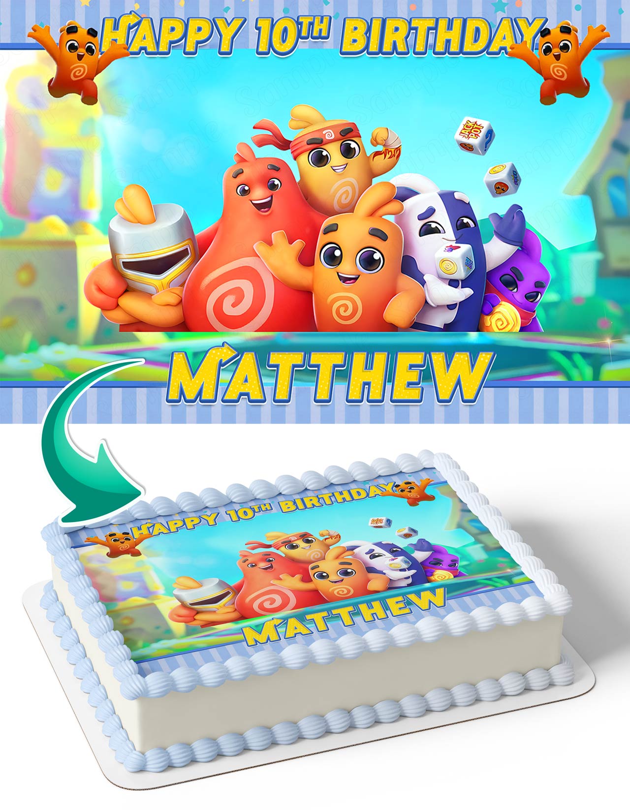 Dice Dreams Kids Fun Edible Cake Topper