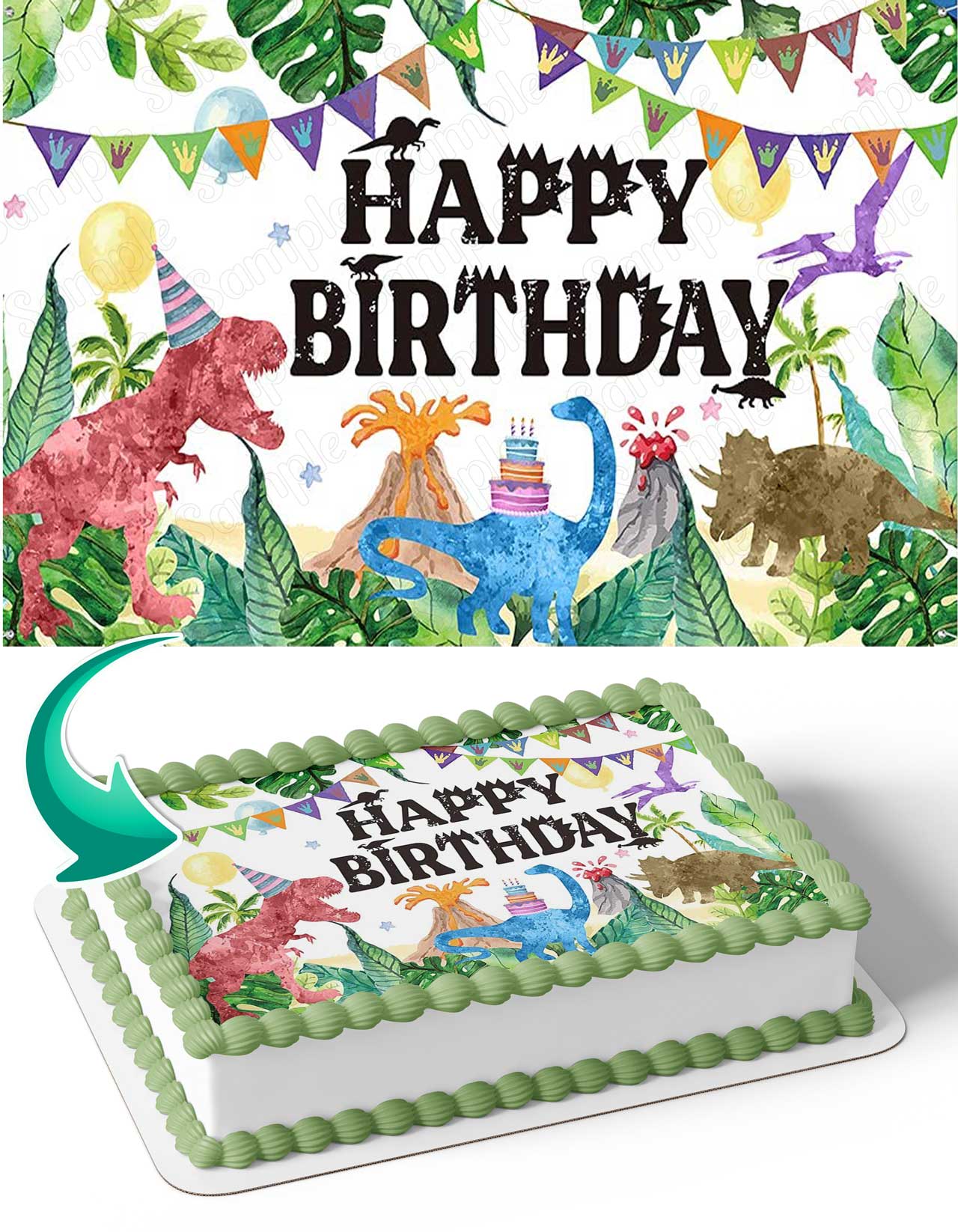 Dinosaur Trex Montain DT Edible Cake Topper