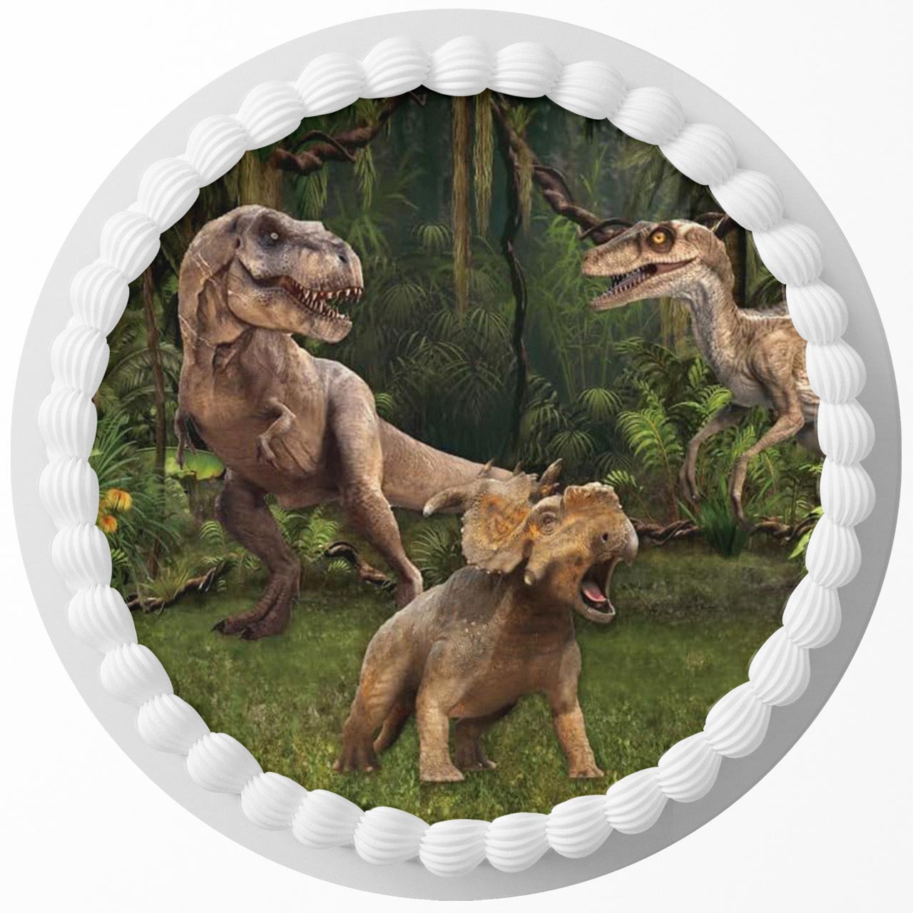 Dinosaurs Trex Dino Round – Icing Sheet Birthday - Personalized Edible Cake Topper | Custom Icing Sheet | Birthday Cake Decoration