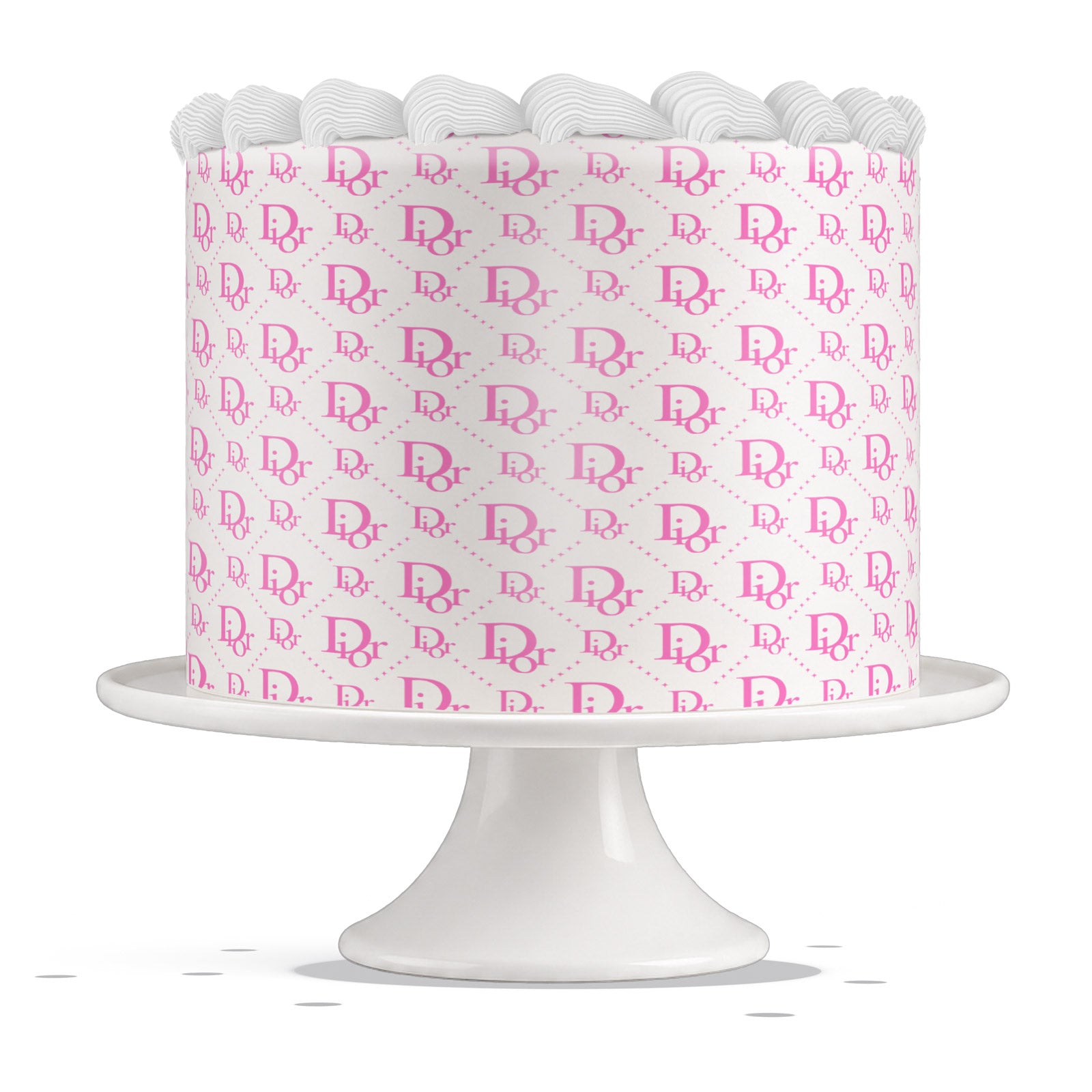 Christian Dior Pink White Edible Cake Wrap Strip – Icing Sheet Cake - Edible Cake Topper | Icing Sheet | Birthday Cake Decoration