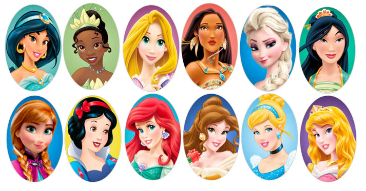 Disney Princess Portraits Mix Edible Cupcake Toppers Icing Sheet or Wafer Paper