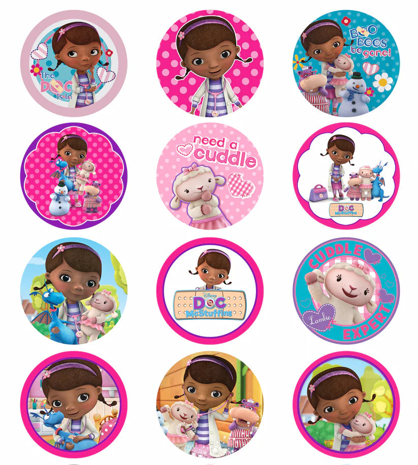 Doc McStuffins Edible Cupcake Toppers Icing Sheet or Wafer Paper