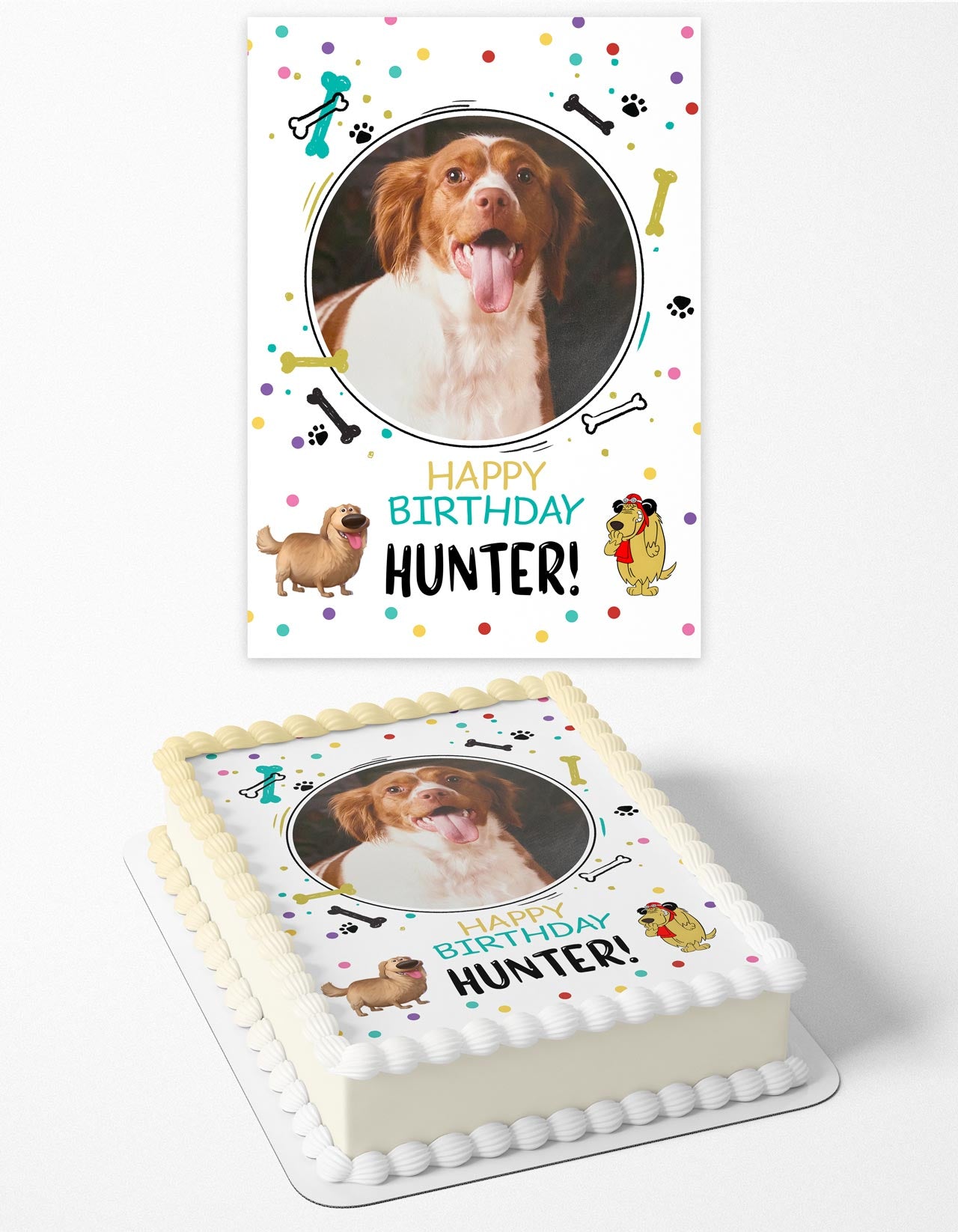 Dog Birthday Photo Frame – Birthday Image - Personalized Edible Cake Topper | Custom Icing Sheet | Birthday Cake Decoration | Photo Cake Image
