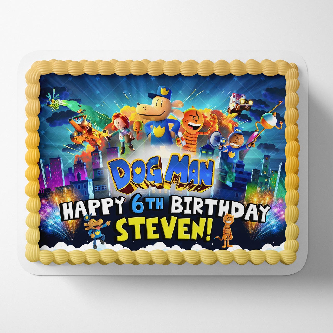 Dog Boy Kids ManLil Petey Movie Themed Edible Cake Topper