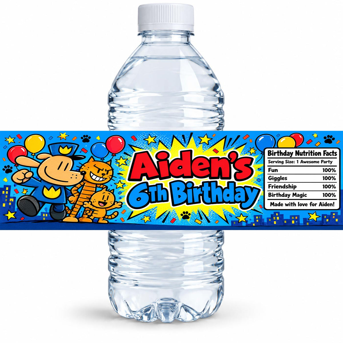 Custom Dogman Water Bottle Label Sticker Birthday Decor Self Stick Wrapper