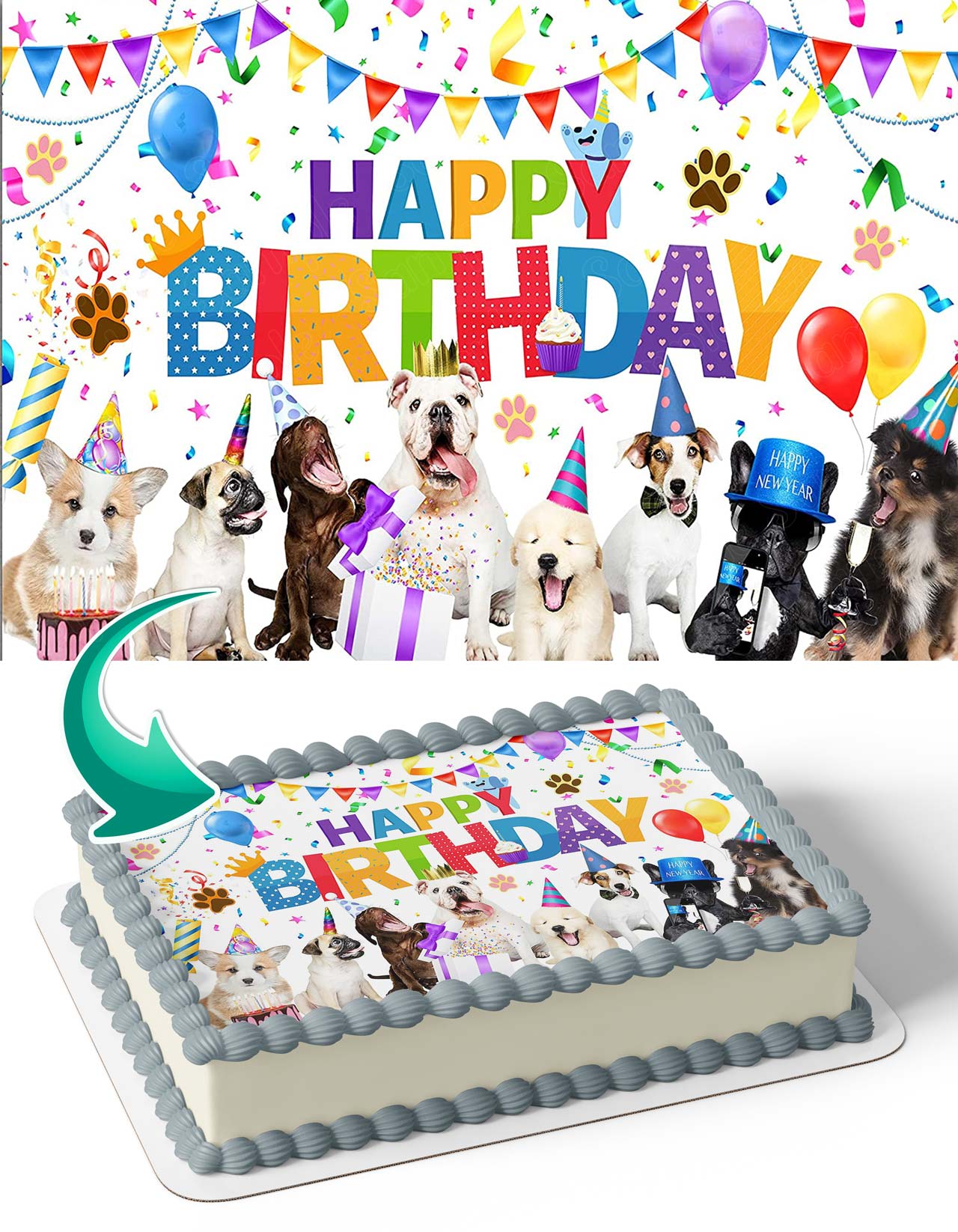 Dogs Duggy Pups Cute Puppy Edible Cake Topper