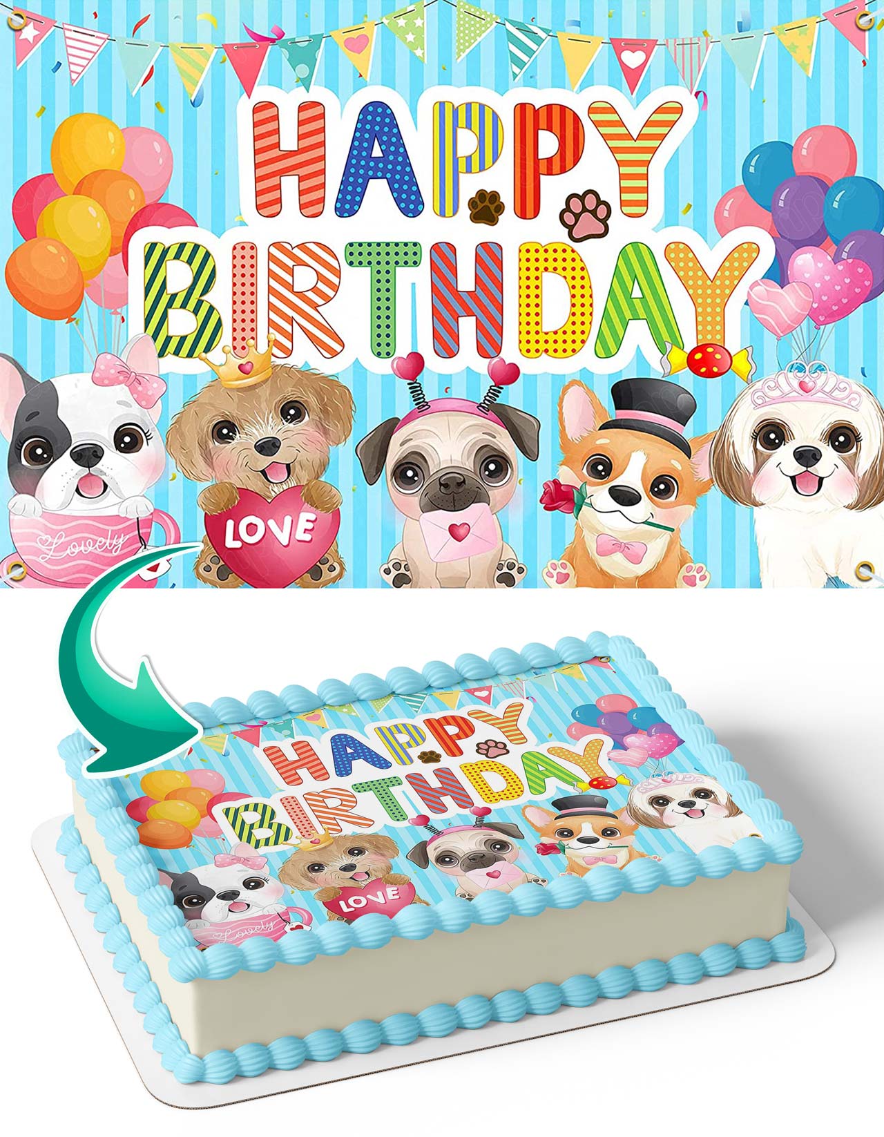 Dogs Duggy Pups Cute Edible Cake Topper