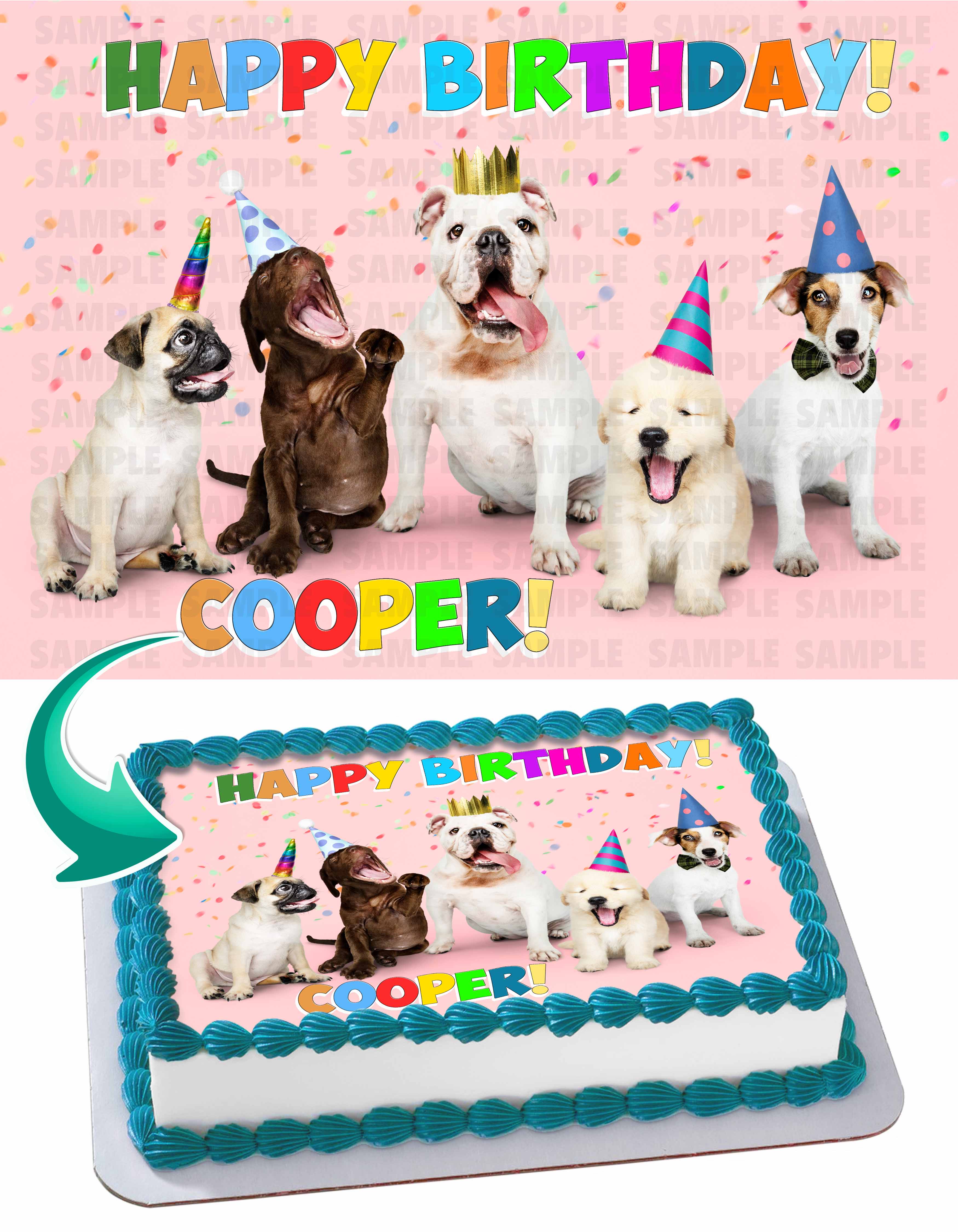 Dogs Party Celebration Edible Cake Topper