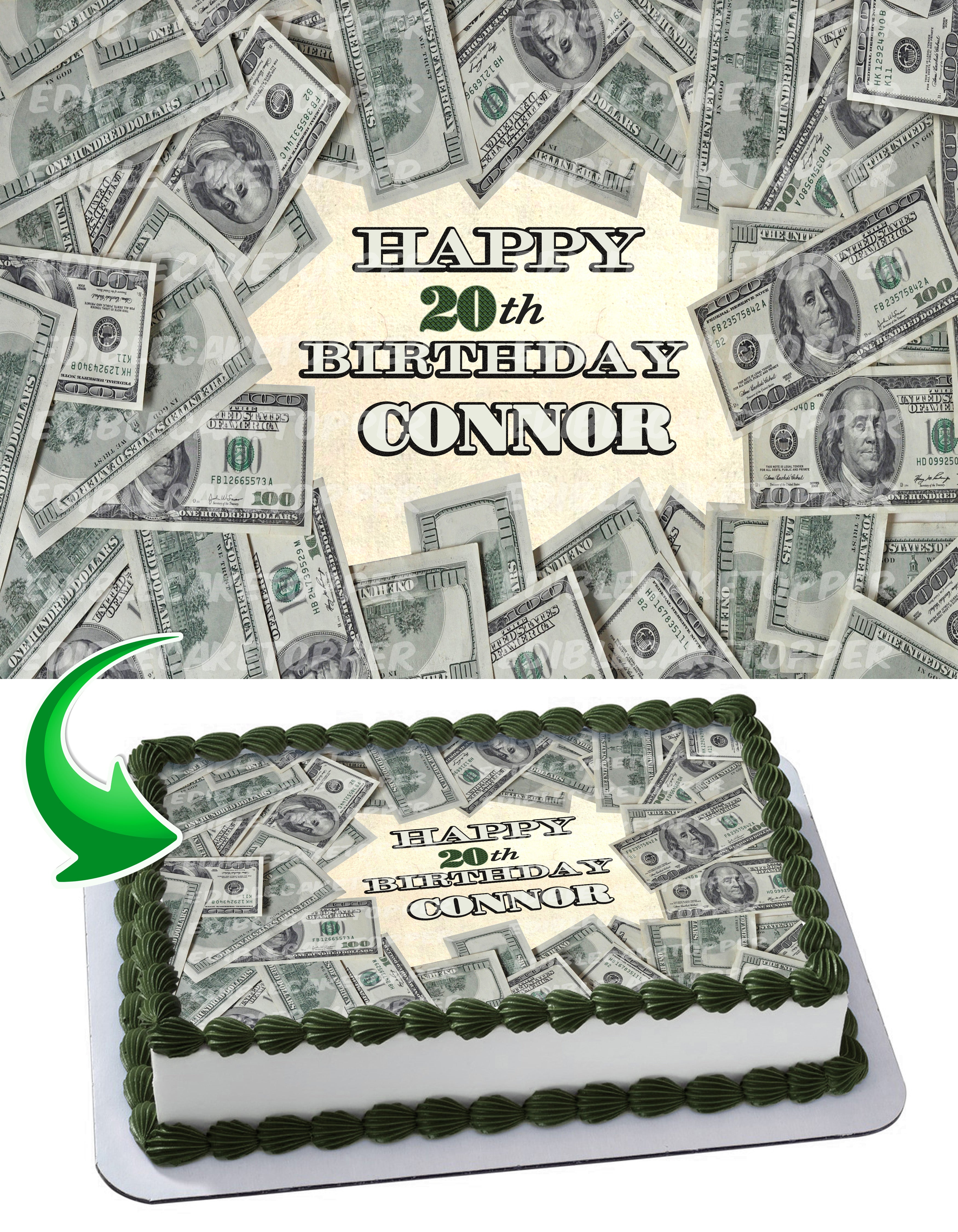 Dollar Bills Money Edible Cake Topper