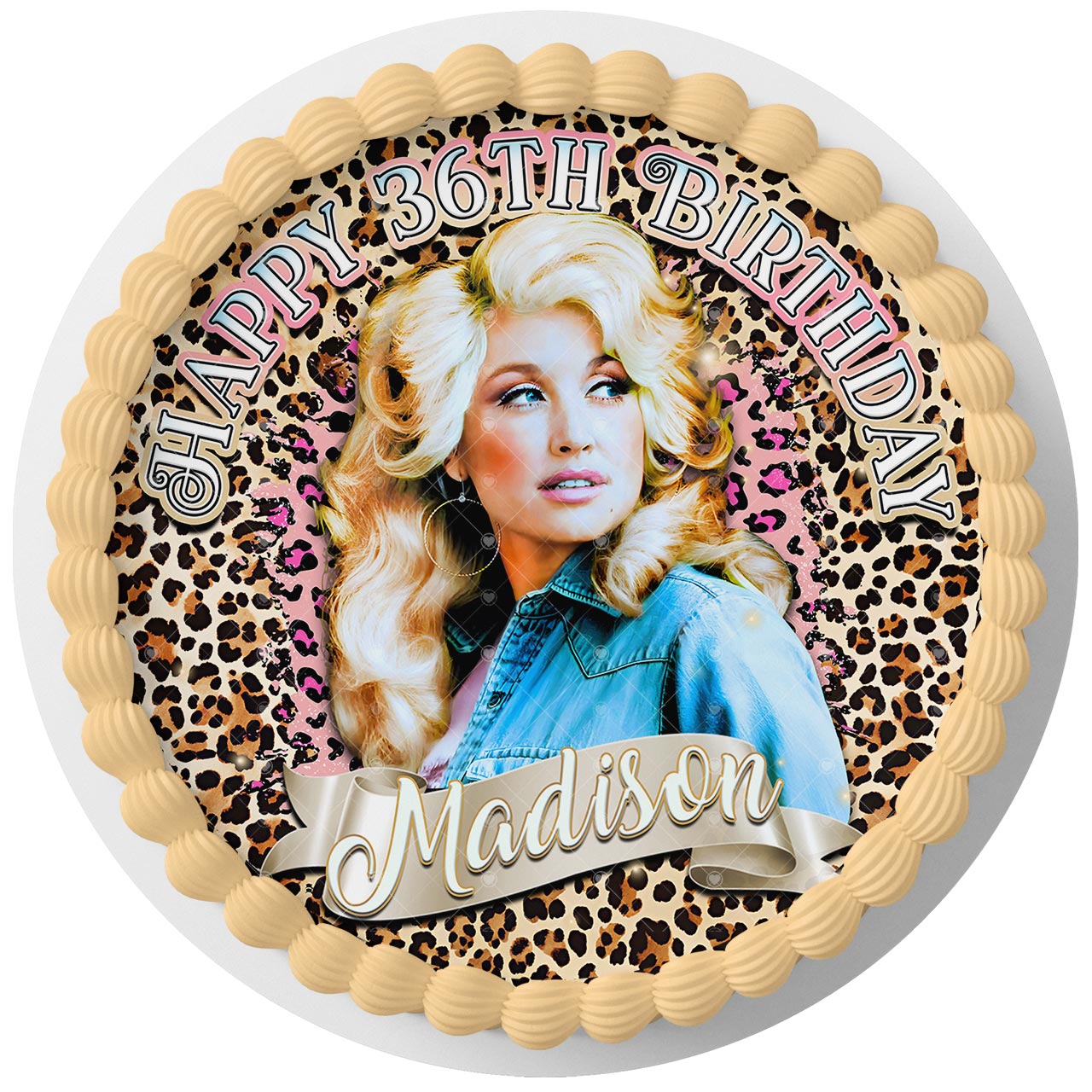 Dolly Parton Round – Icing Sheet Birthday - Personalized Edible Cake Topper | Custom Icing Sheet | Birthday Cake Decoration | Photo Cake Image