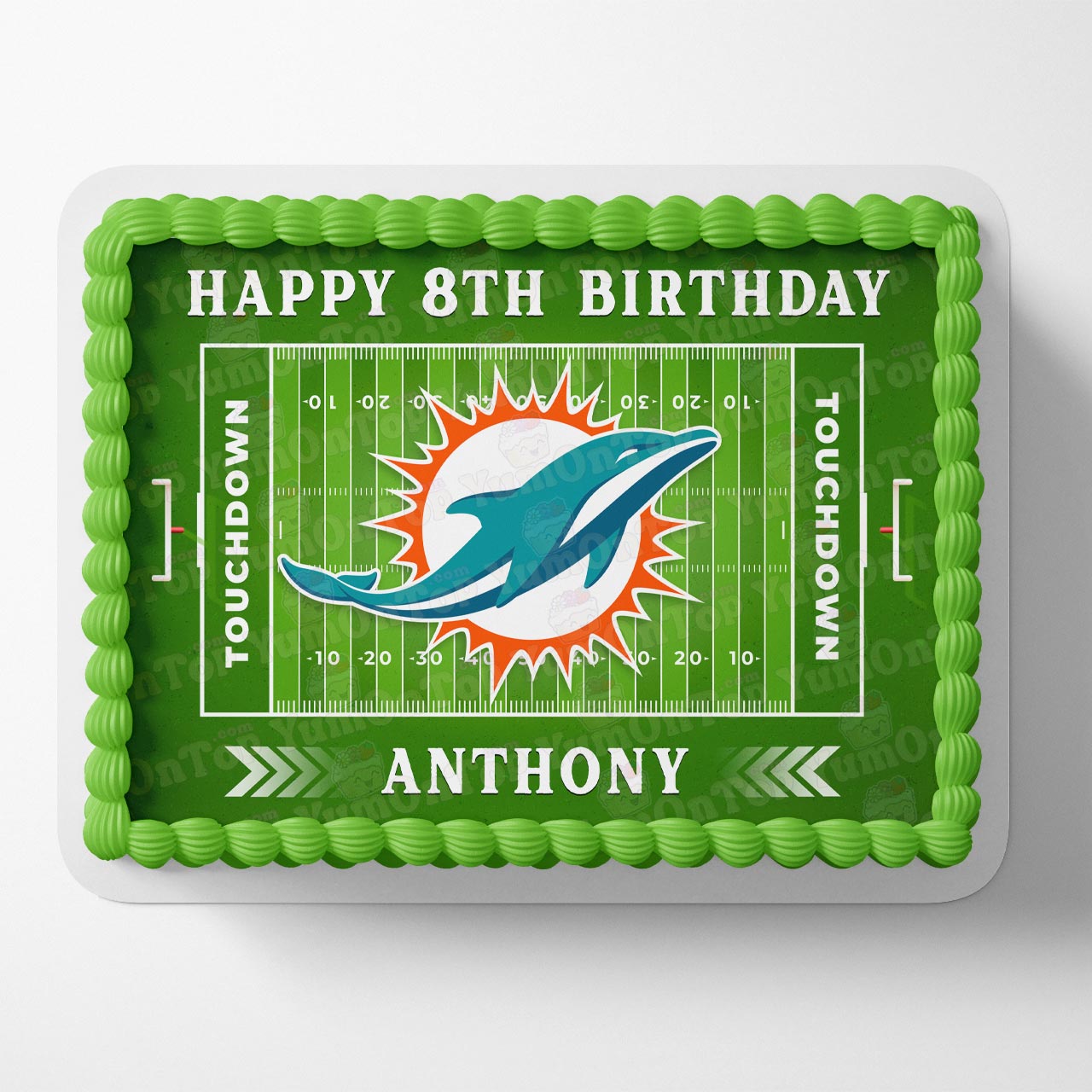 Dolphins Football American Fans Edible Cake Topper